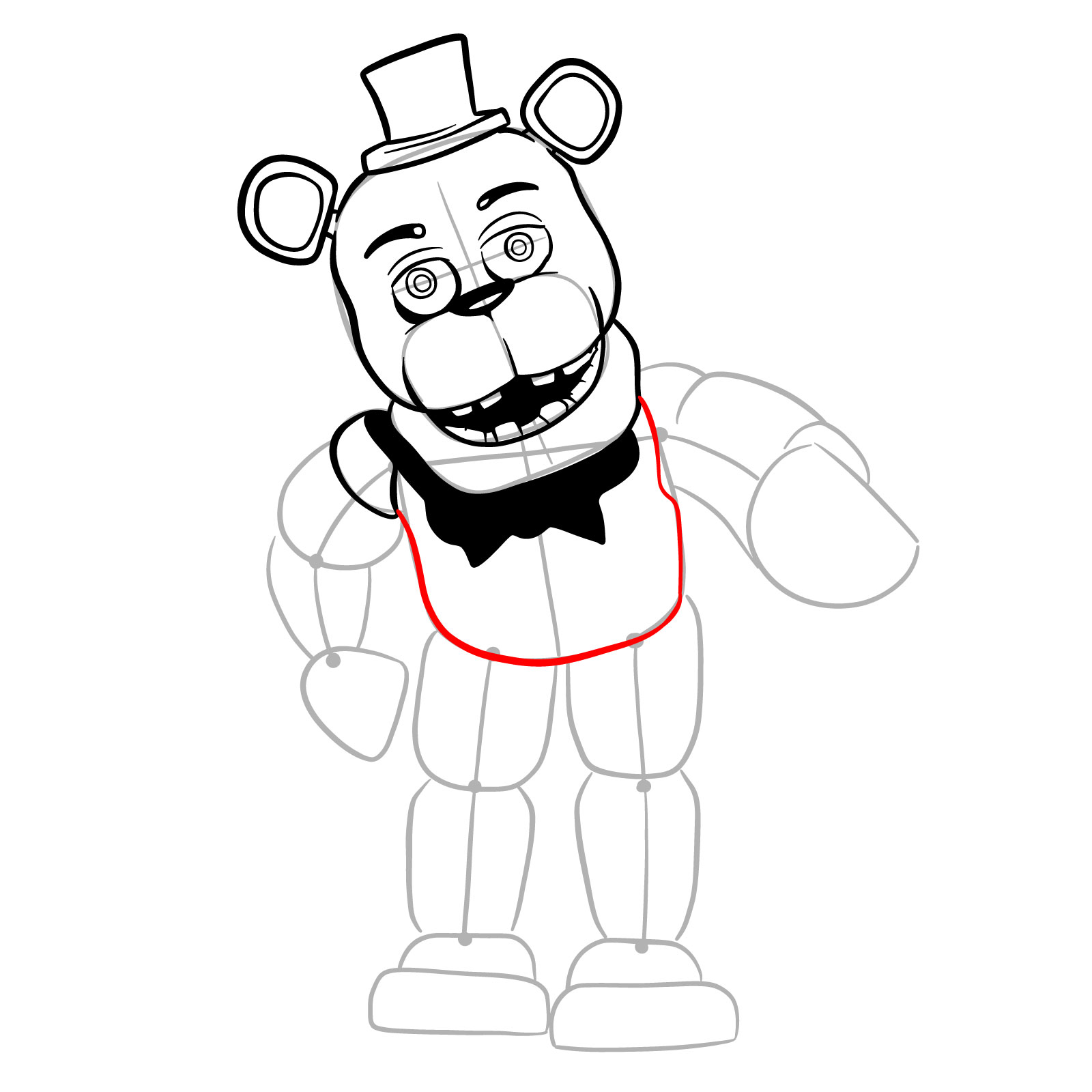 How to draw Withered Freddy (FNaF) - step 17
