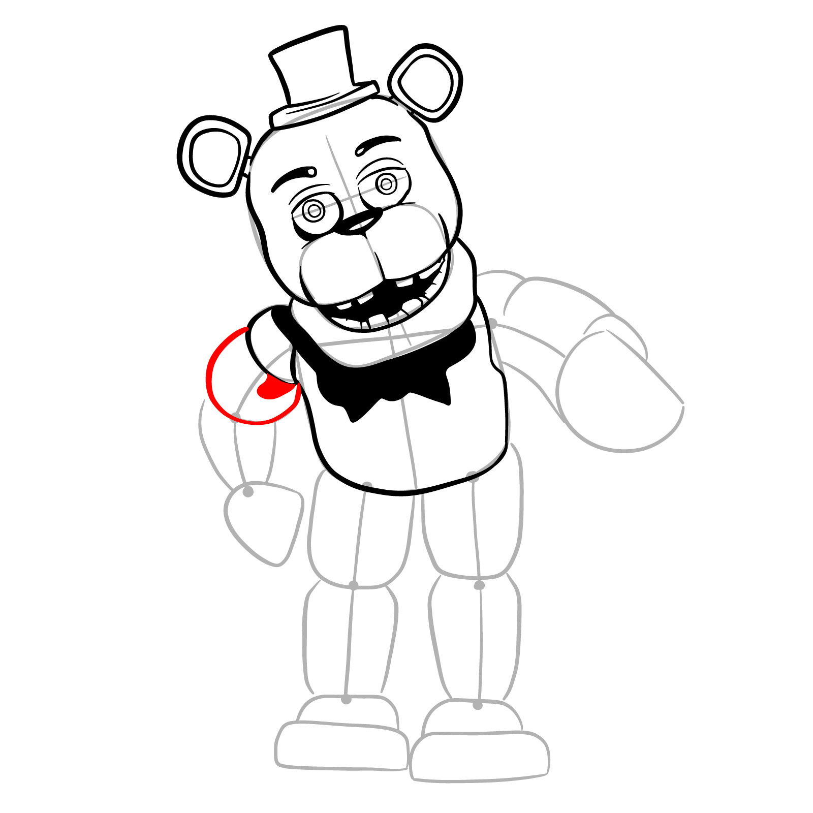 How to draw Withered Freddy (FNaF) - step 18