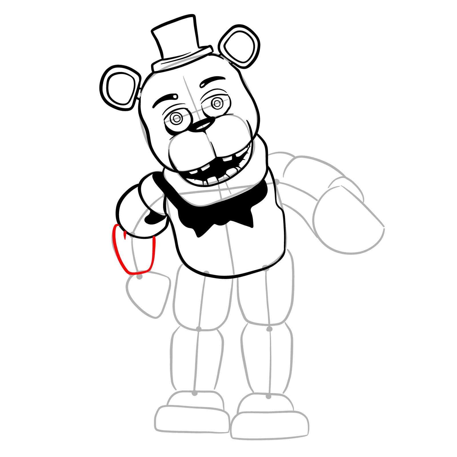 How to draw Withered Freddy (FNaF) - step 19