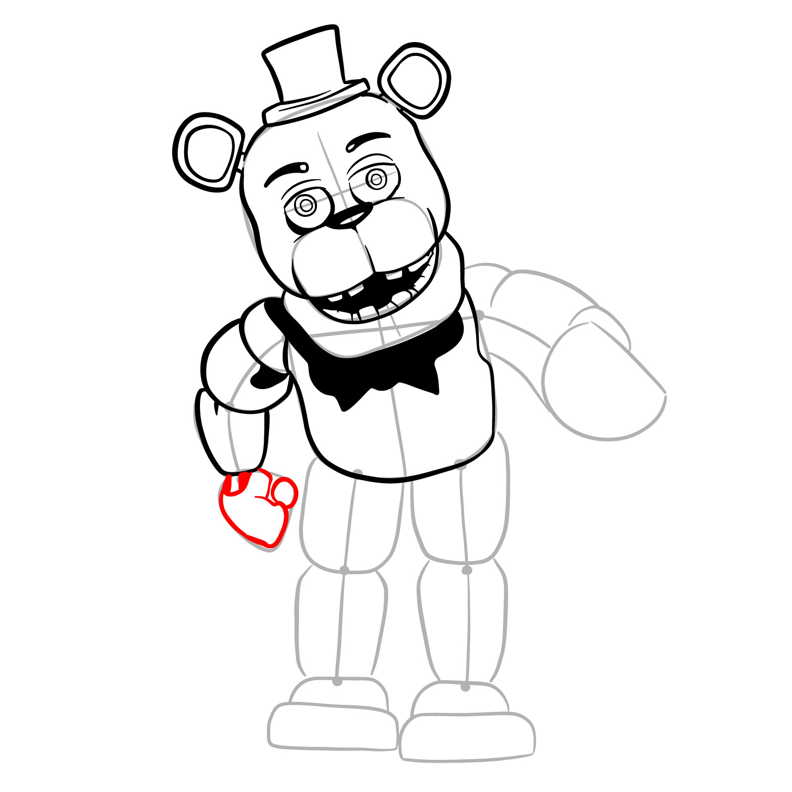 How to draw Withered Freddy (FNaF) - step 20