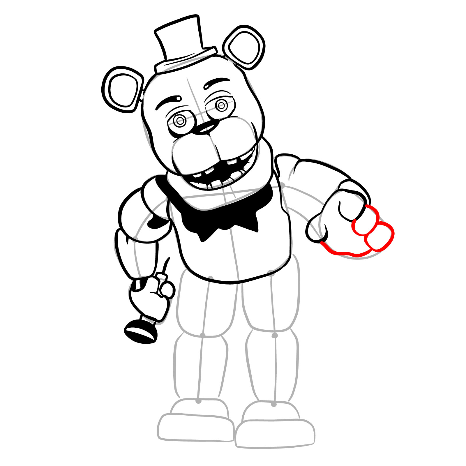 How to draw Withered Freddy (FNaF) - step 24