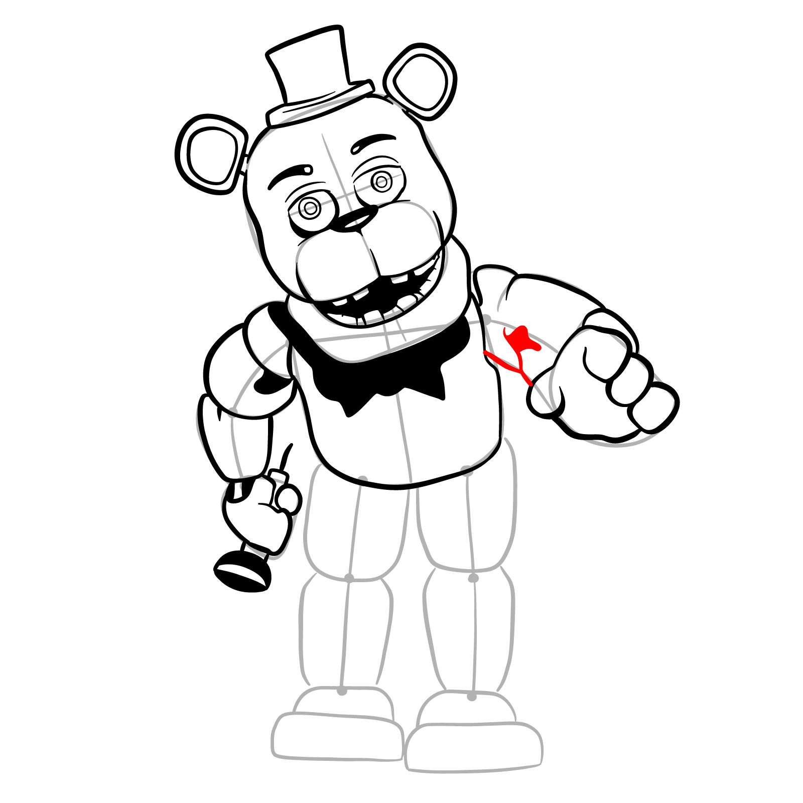 How to draw Withered Freddy (FNaF) - step 25