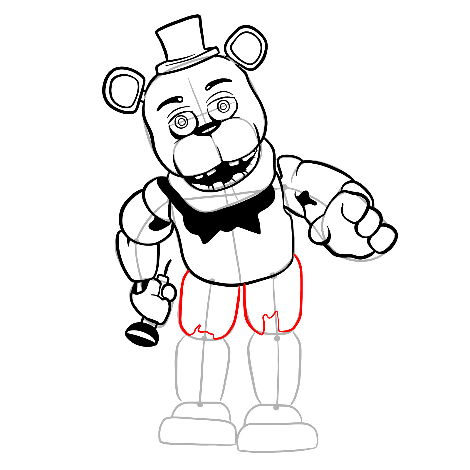 How to draw Withered Freddy (FNaF) - step 26