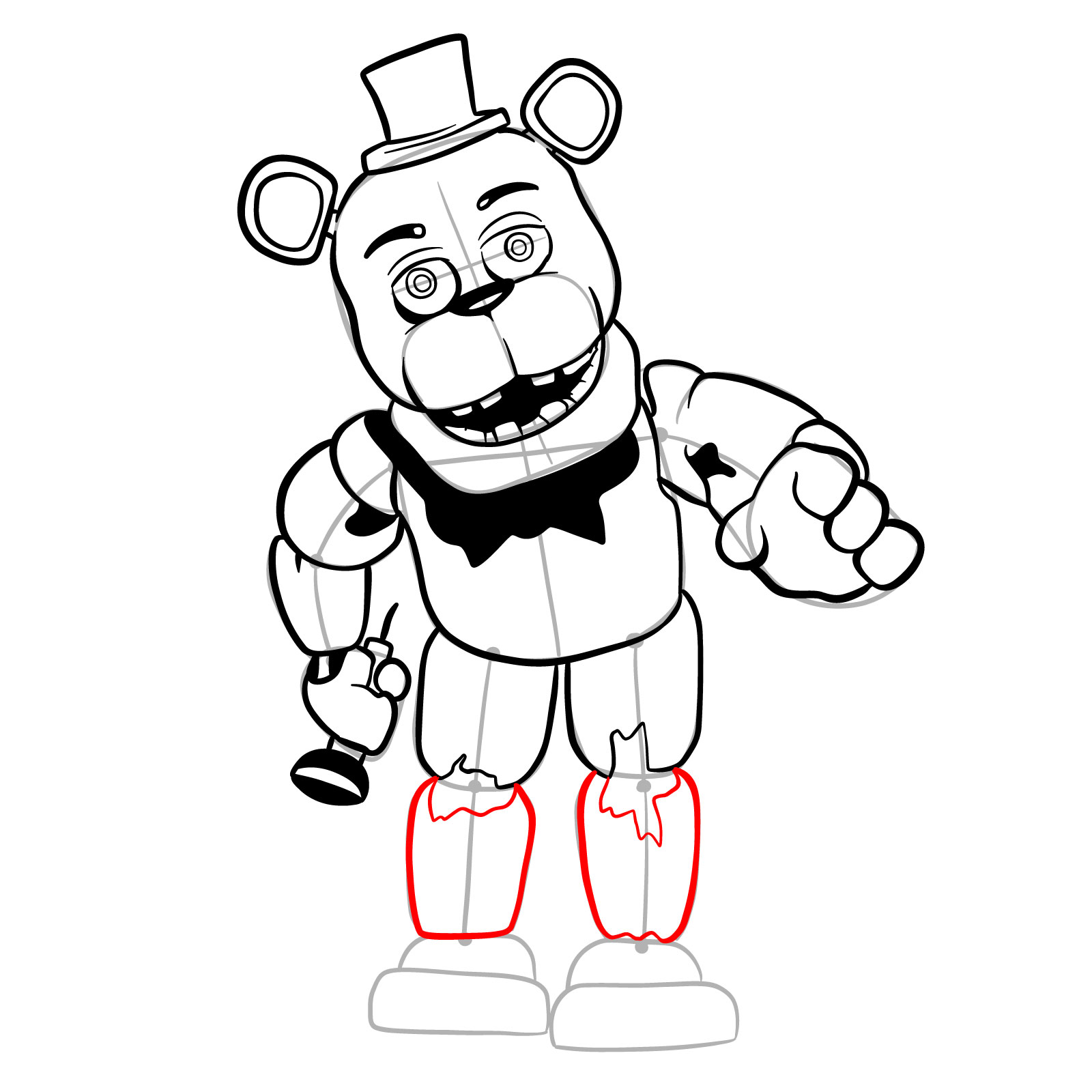 How to draw Withered Freddy (FNaF) - step 27