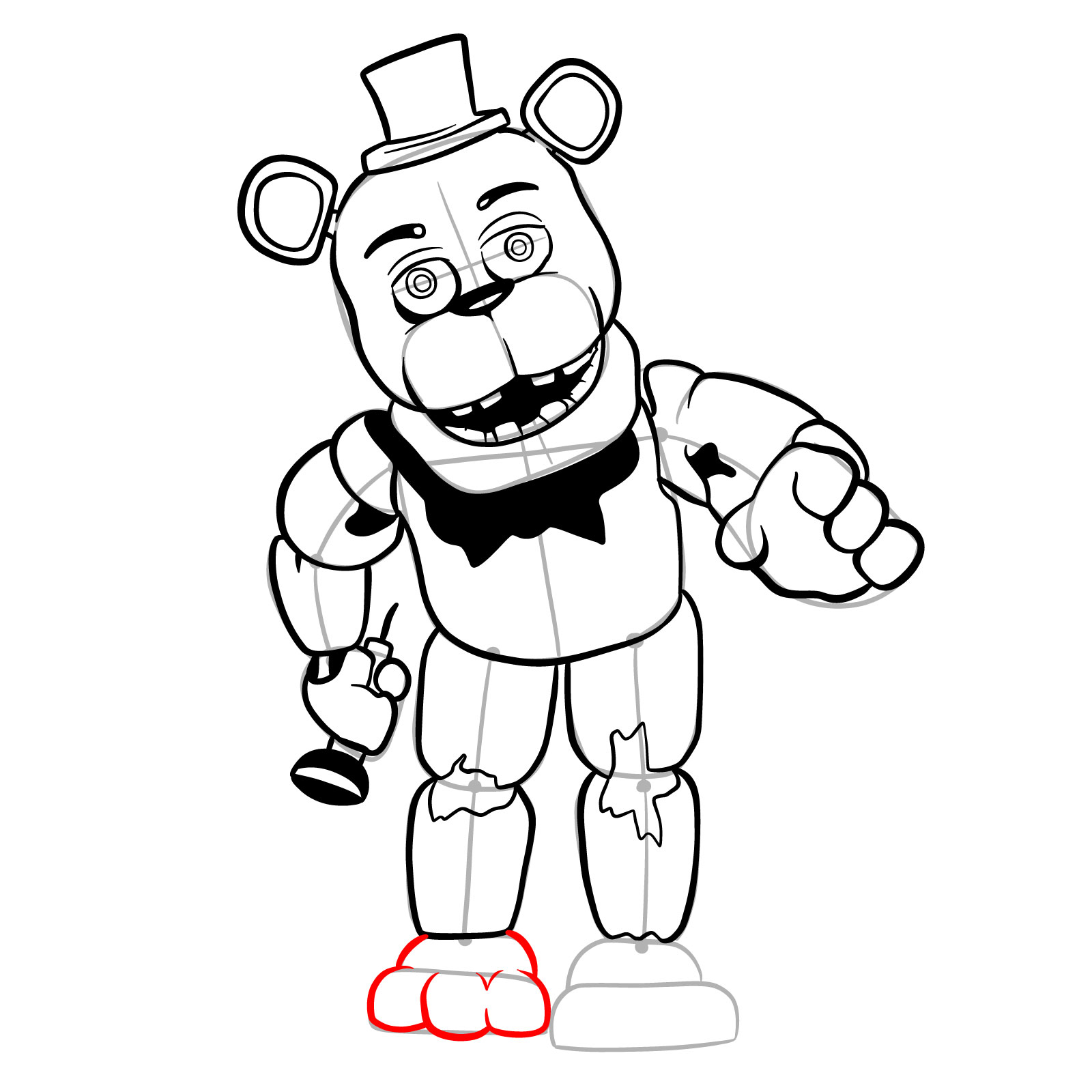 How to draw Withered Freddy (FNaF) - step 28