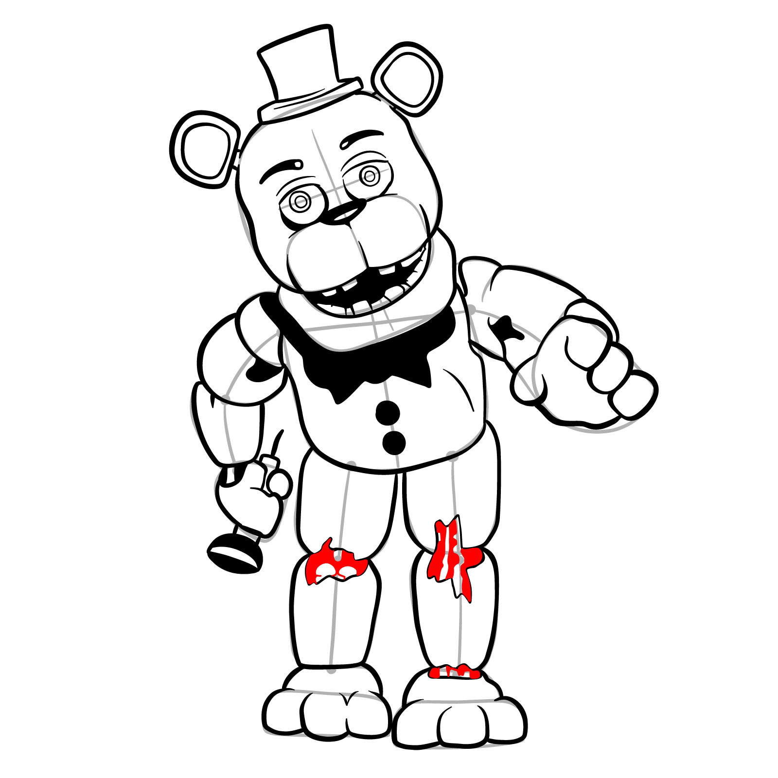 How to draw Withered Freddy (FNaF) SketchOk