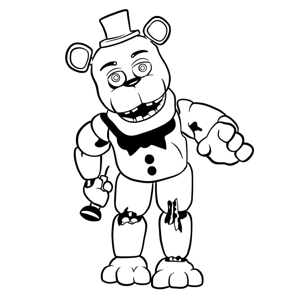 Withered Freddy FNAF Coloring Page for Kids - Free Five Nights at