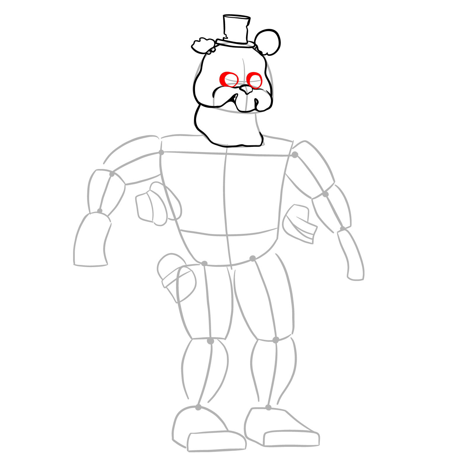 How to draw Nightmare Freddy - step 09