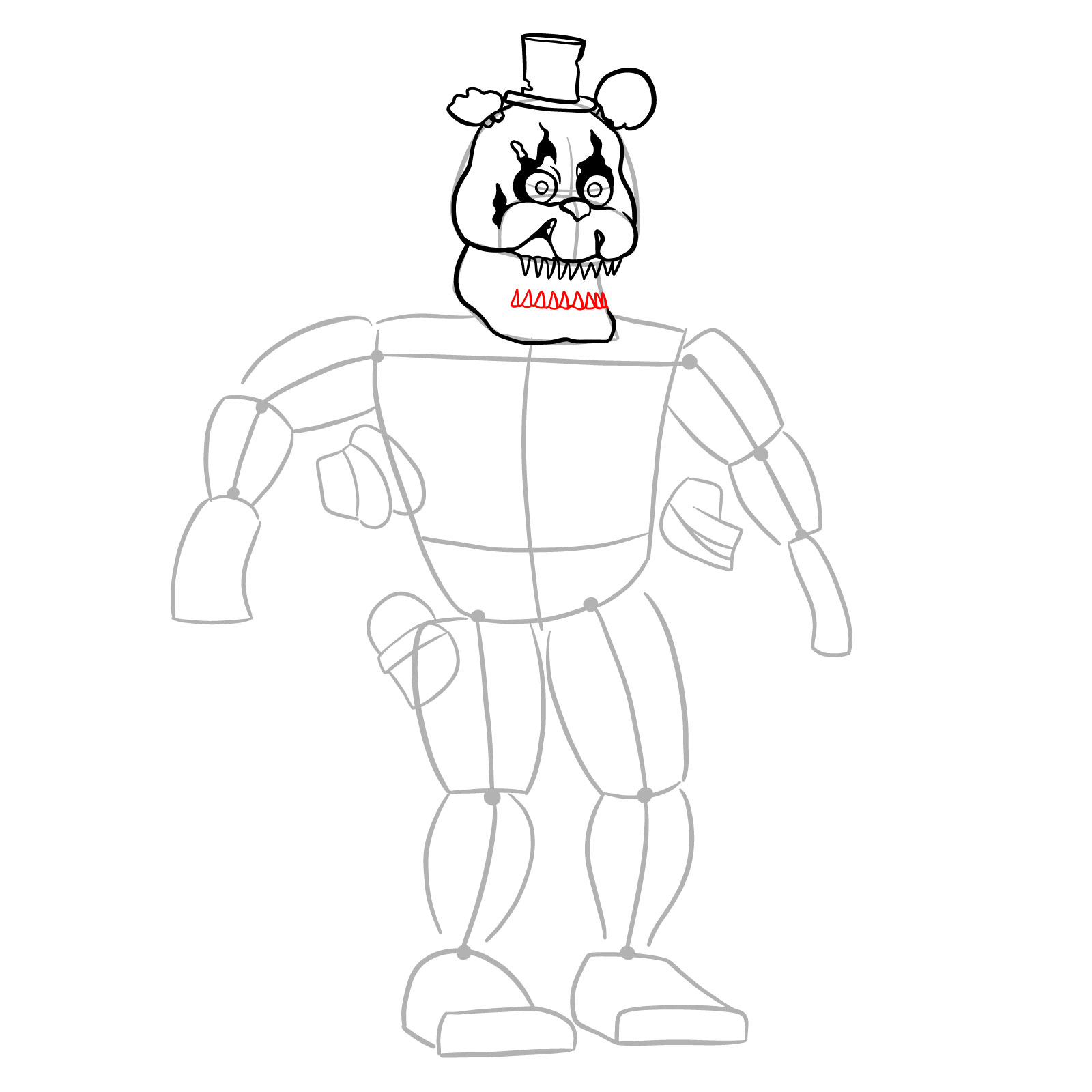 How to draw Nightmare Freddy - step 12