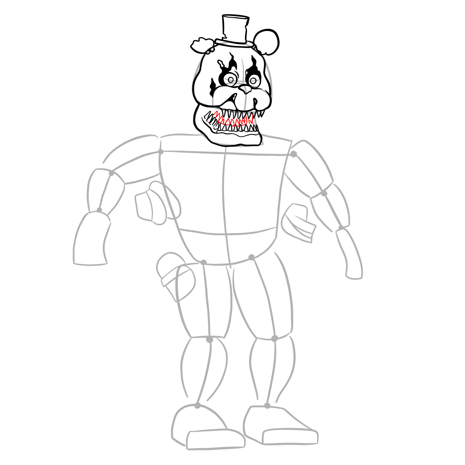 How to draw Nightmare Freddy - step 14