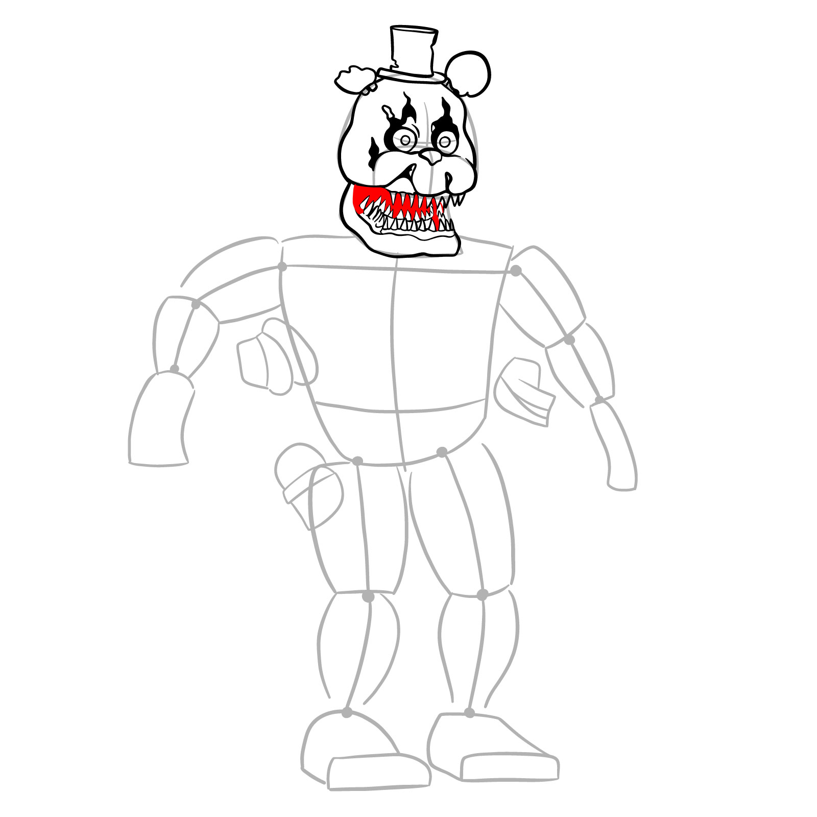 How to draw Nightmare Freddy - step 15