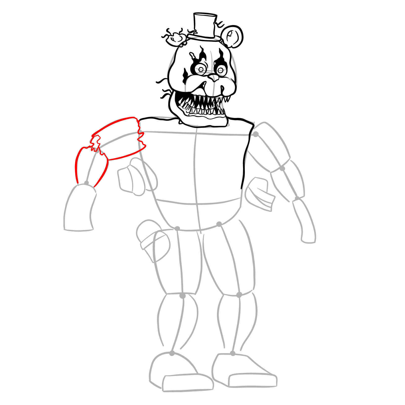 How to draw Nightmare Freddy - step 18
