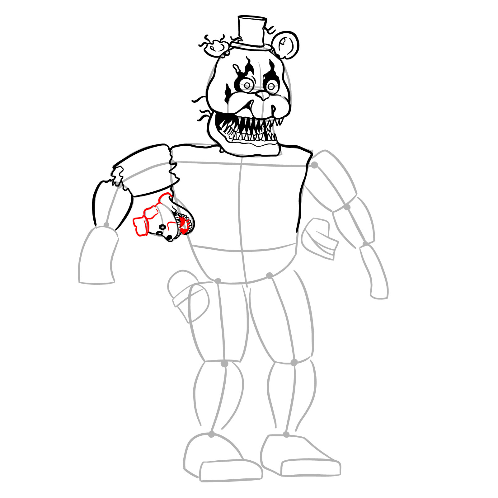 How to draw Nightmare Freddy - step 22