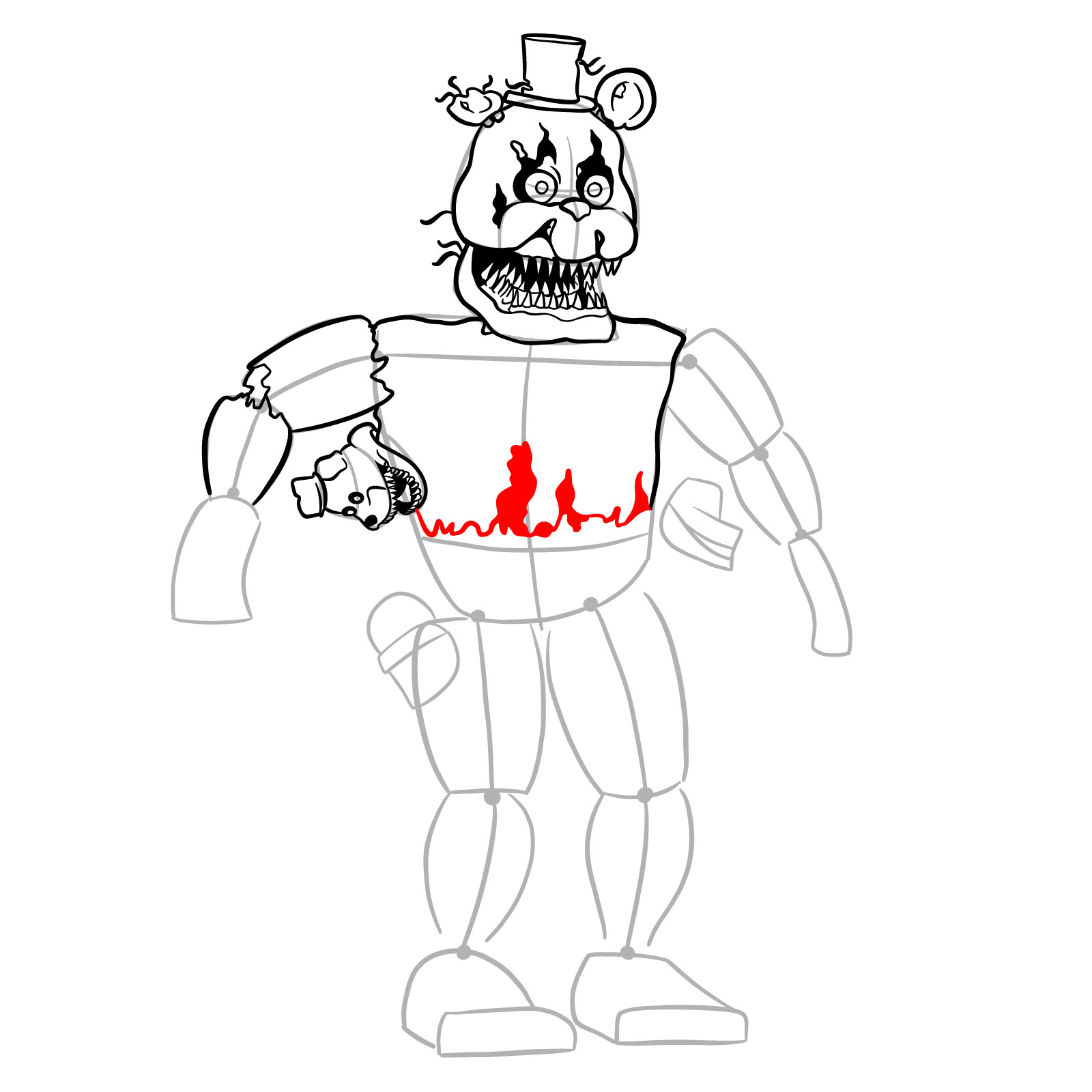 How to draw Nightmare Freddy - step 23