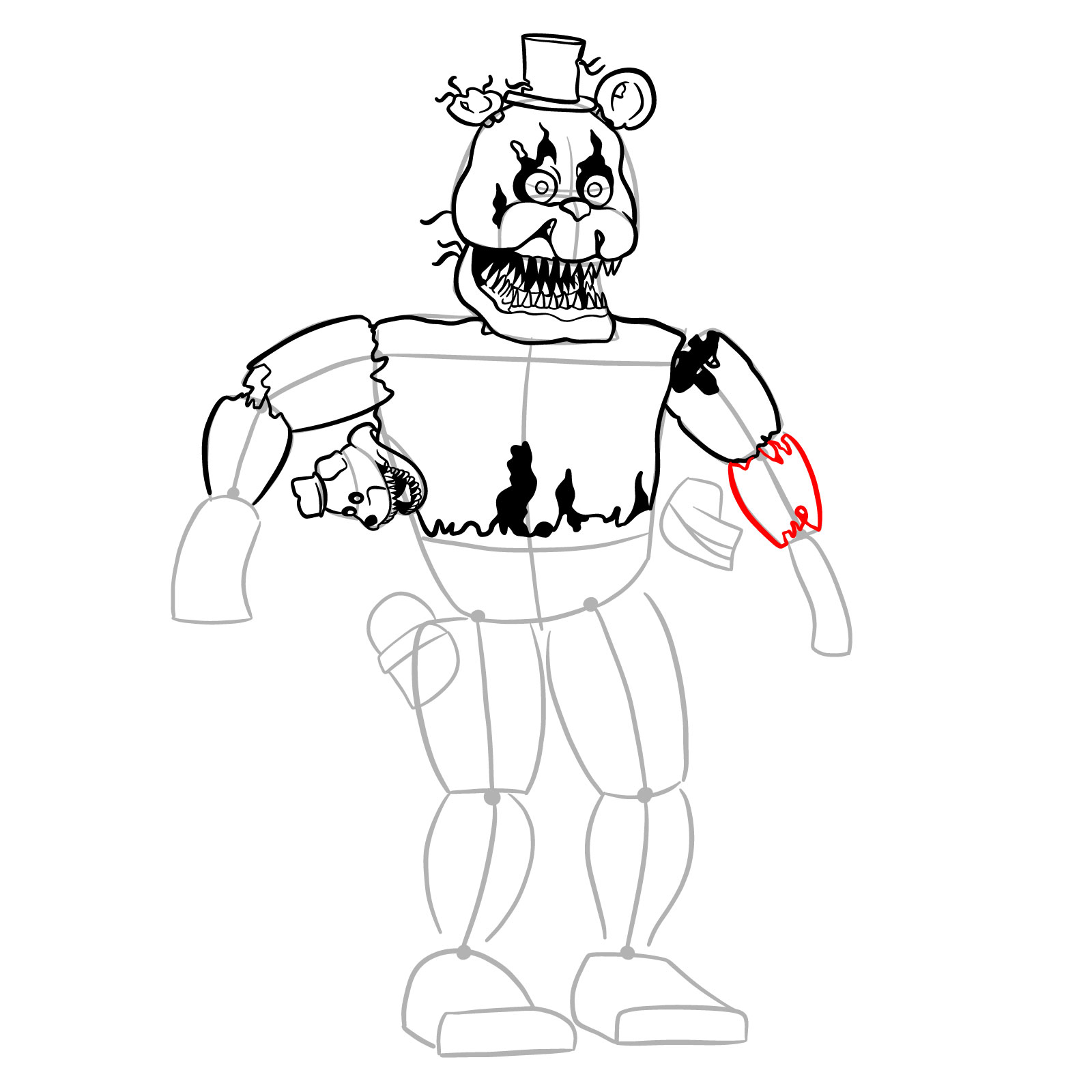 How to draw Nightmare Freddy - step 25