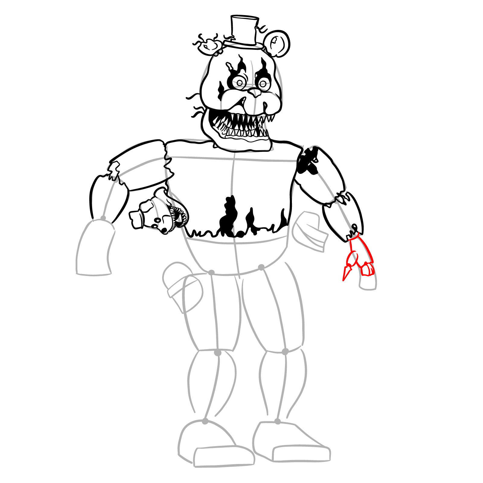 How to draw Nightmare Freddy - step 26