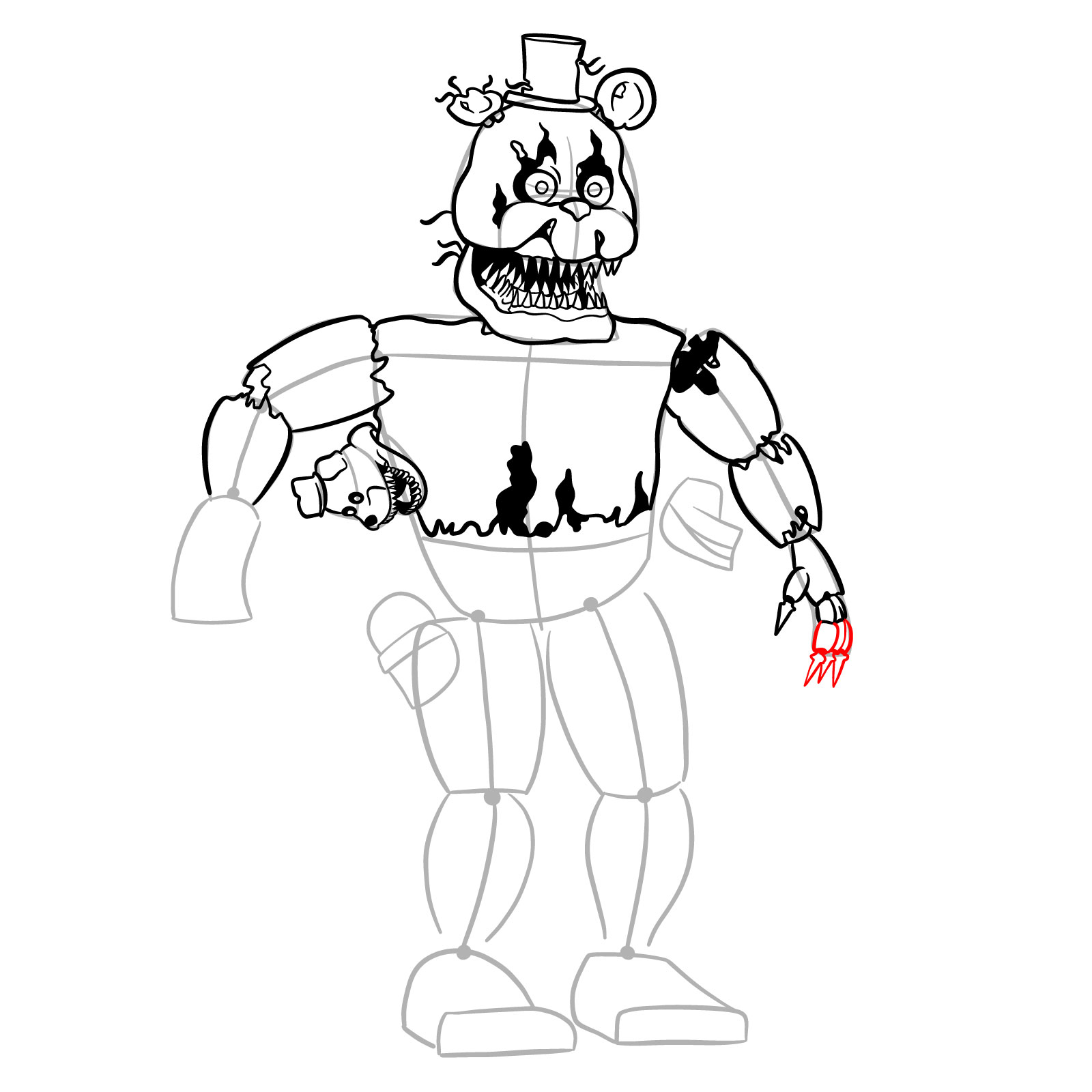 How to draw Nightmare Freddy - step 27