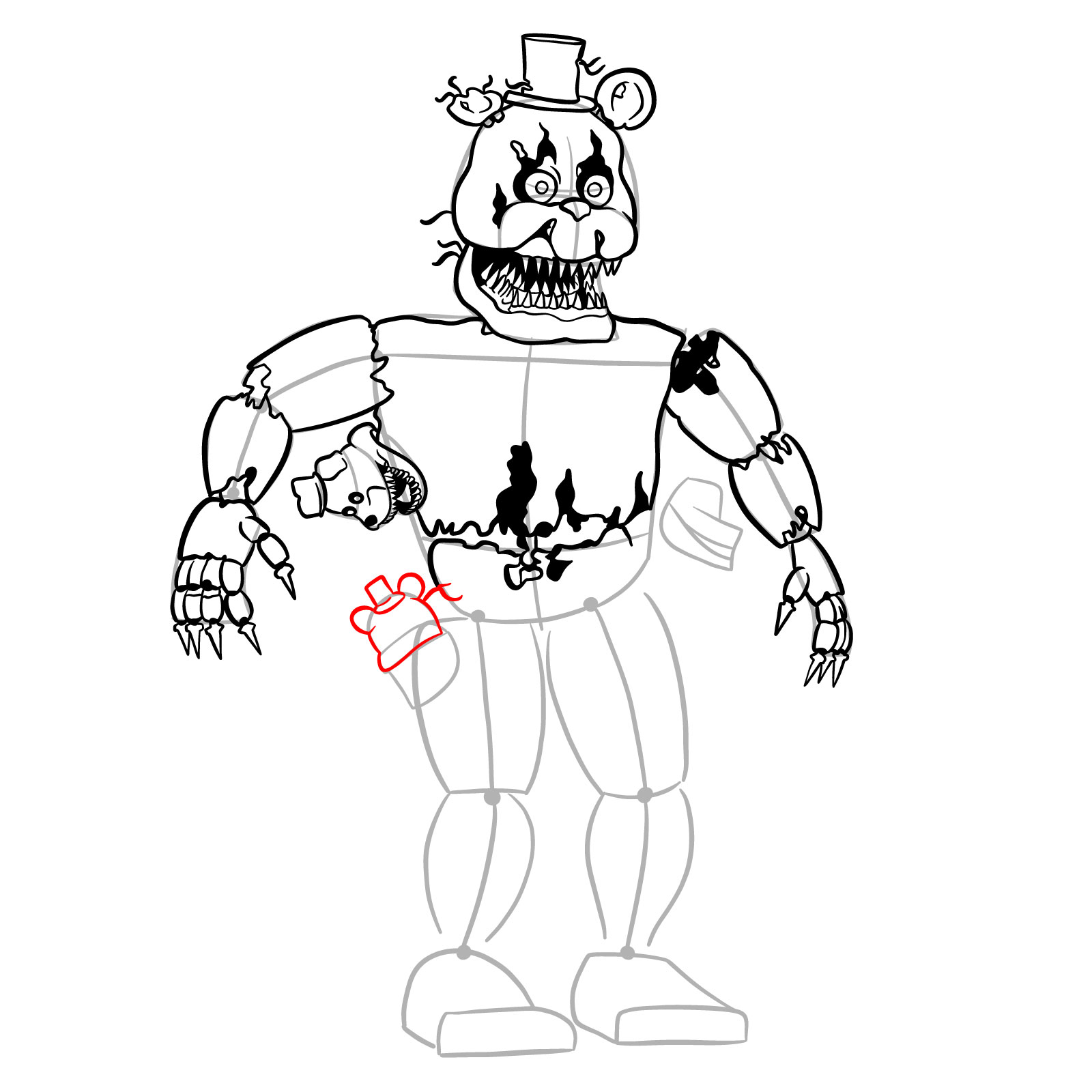 How to draw Nightmare Freddy - step 31
