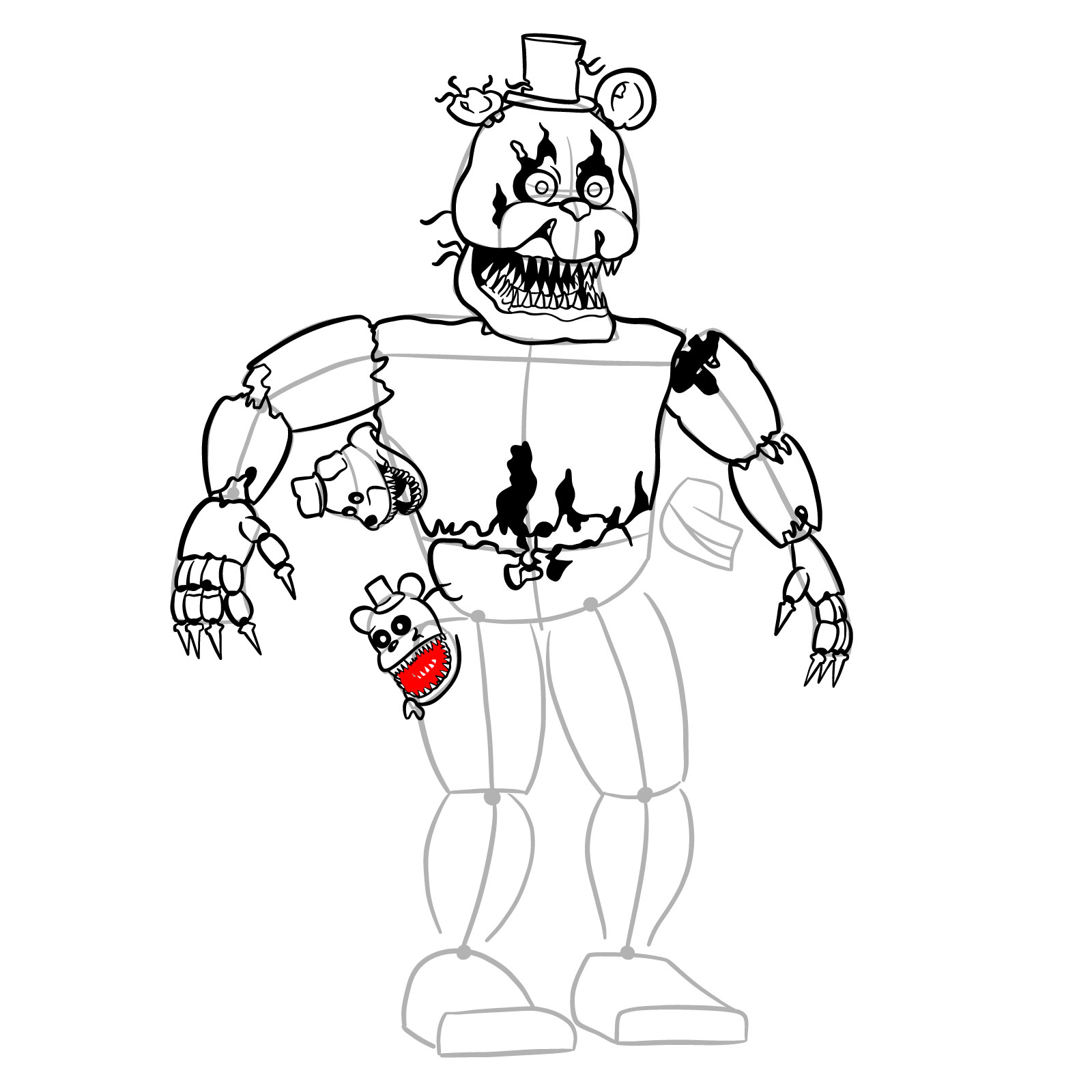 How to draw Nightmare Freddy - step 34