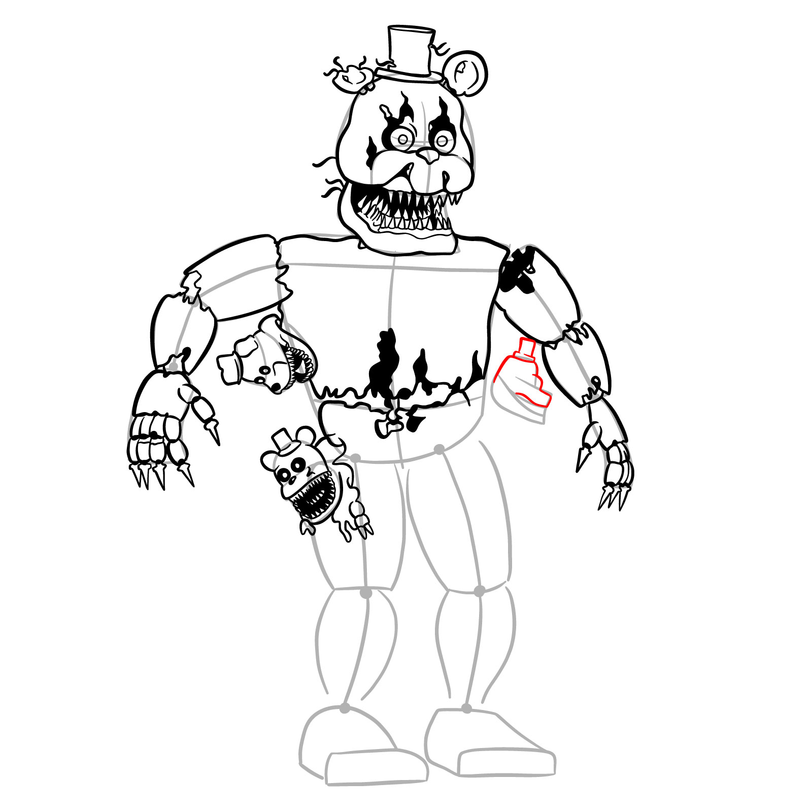 How to draw Nightmare Freddy - step 36