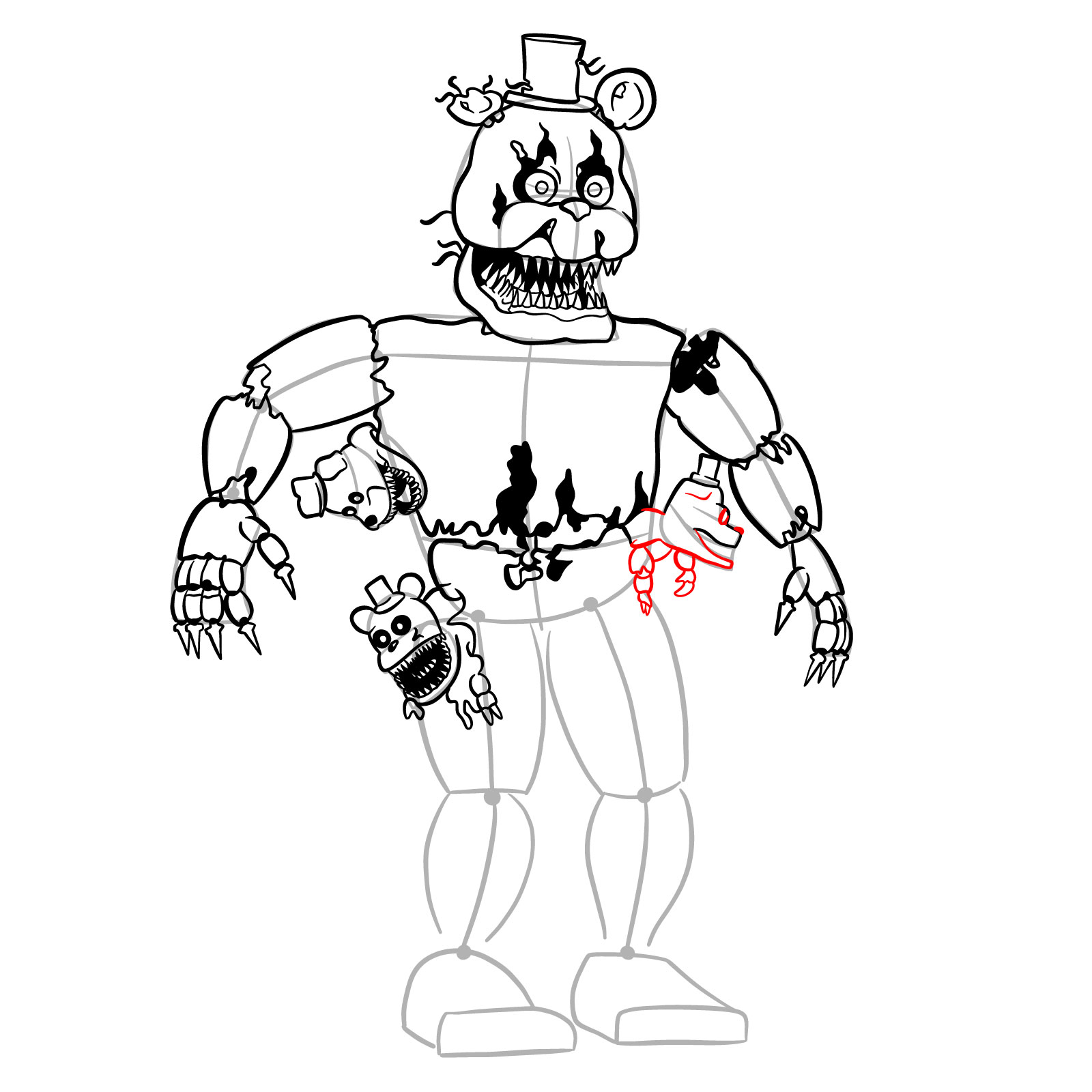 How to draw Nightmare Freddy - step 37
