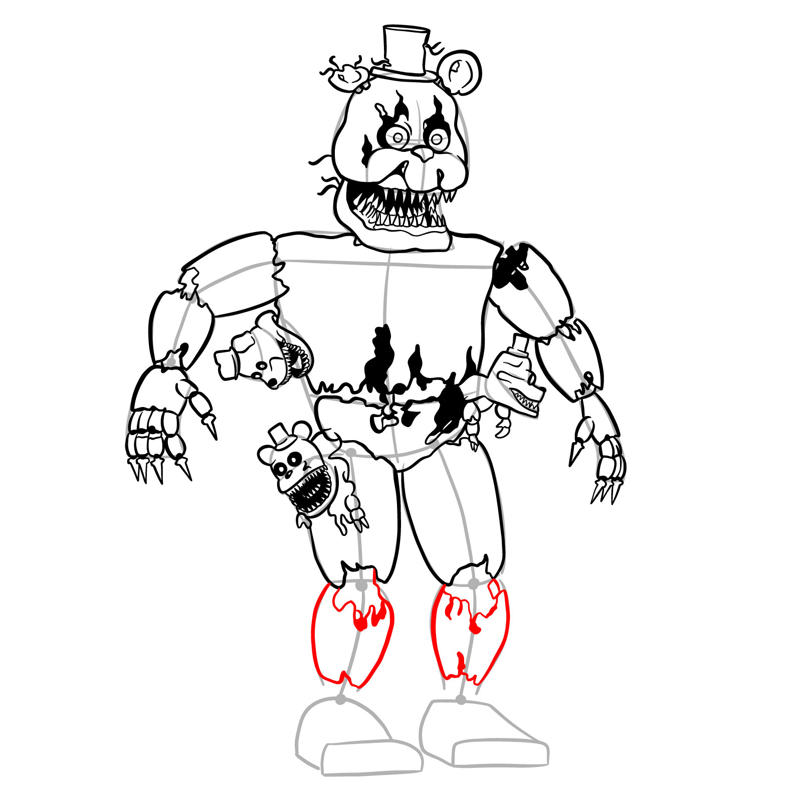 How to draw Nightmare Freddy - step 41