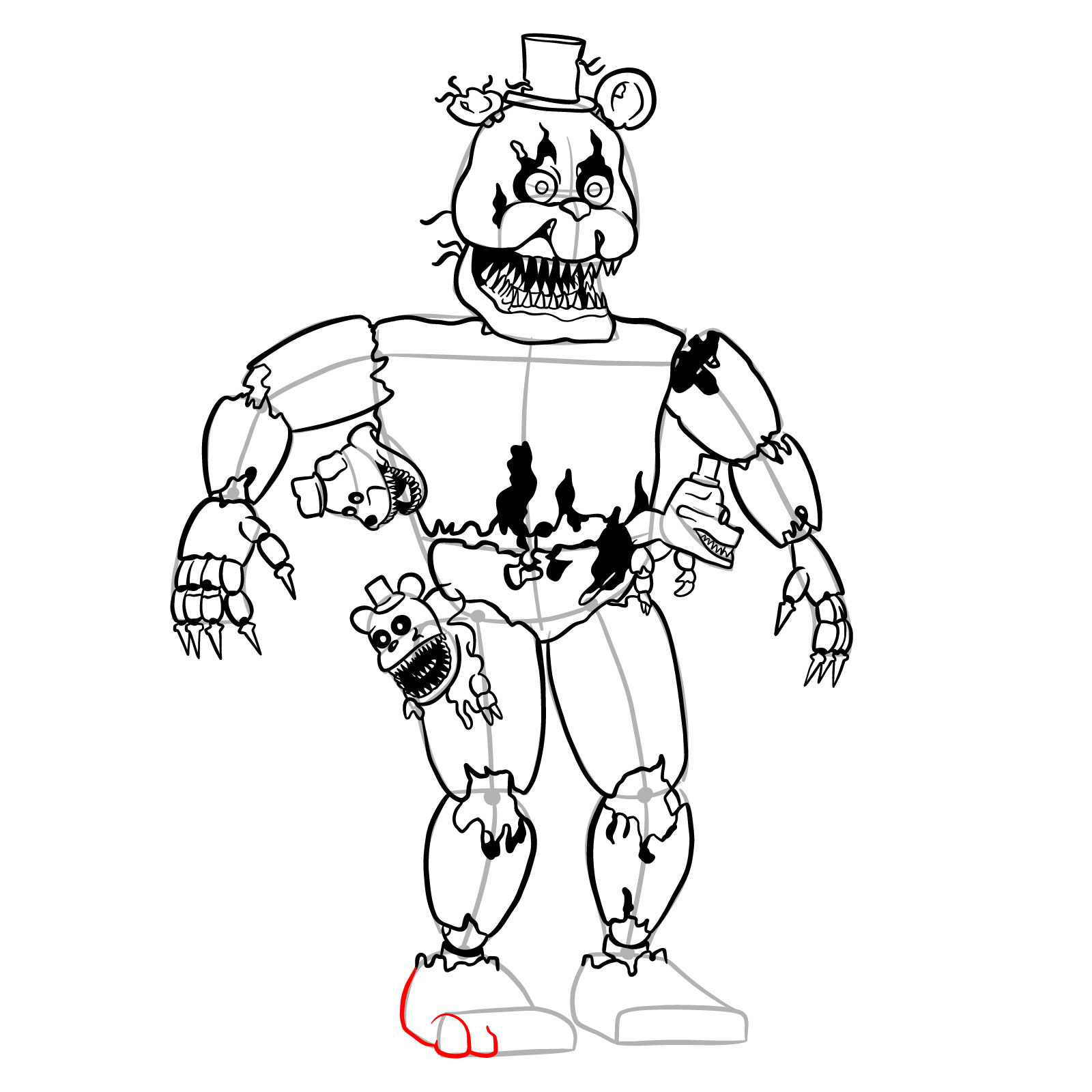 How to draw Nightmare Freddy - step 43