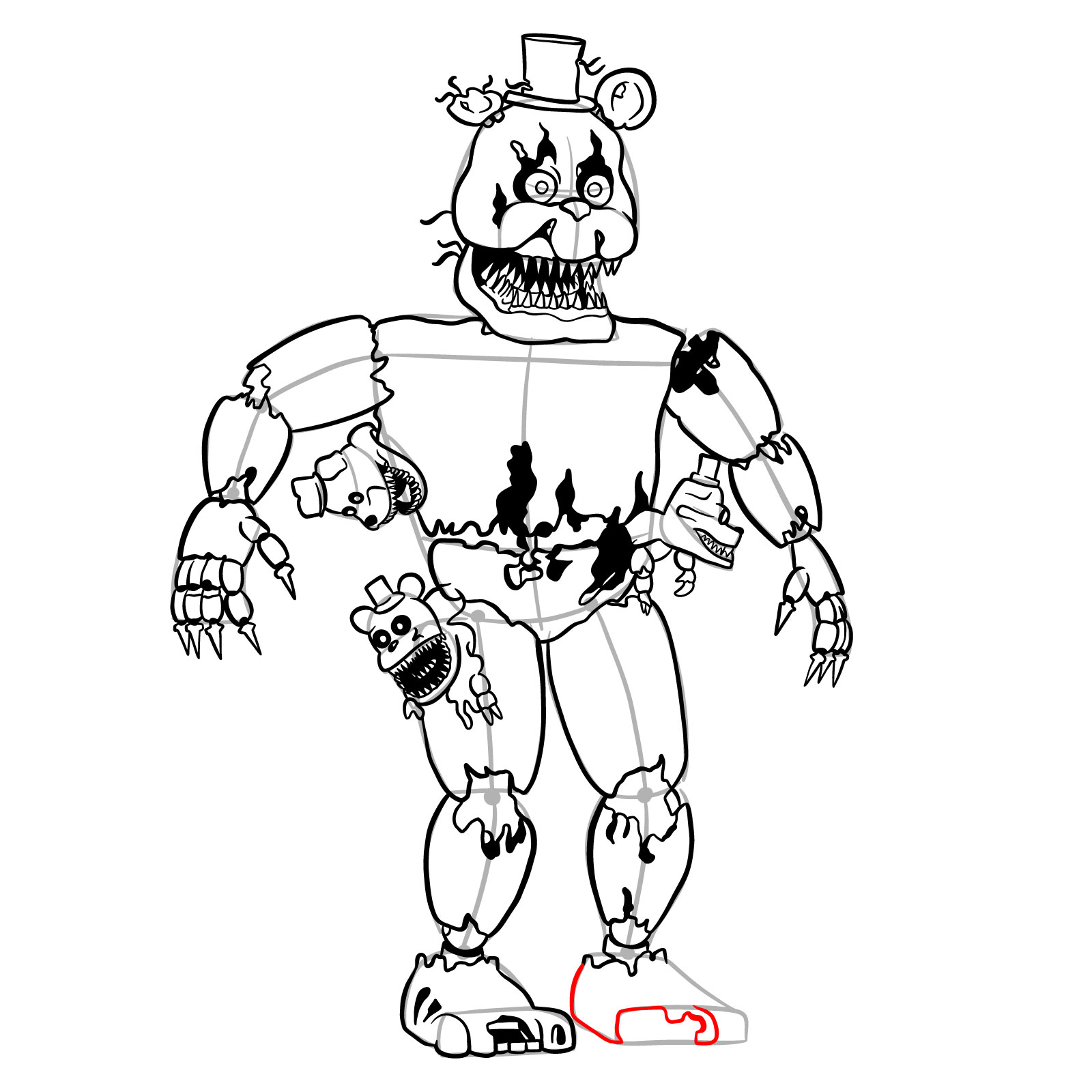 How to draw Nightmare Freddy - step 46