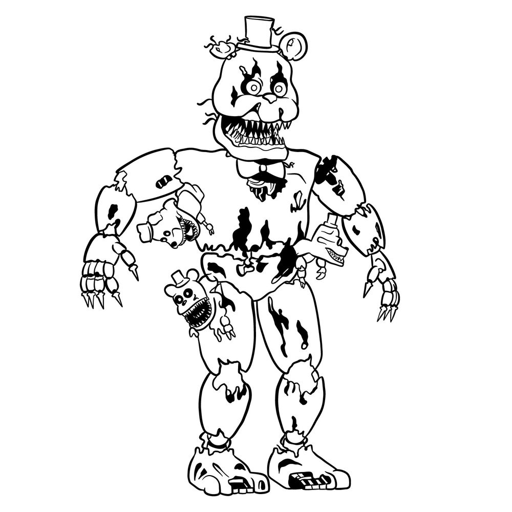 How to draw Nightmare Freddy Sketchok easy drawing guides