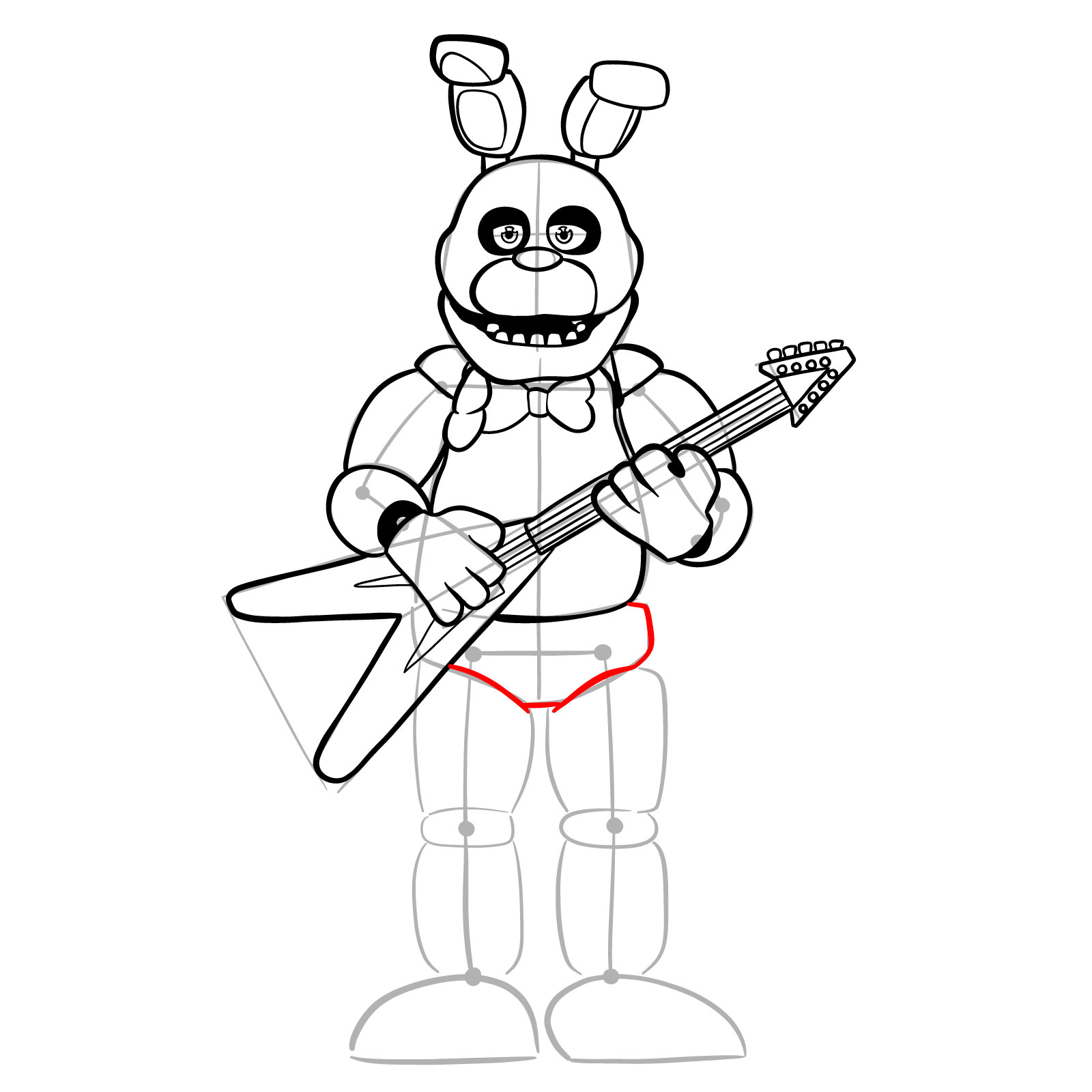 How to draw Bonnie (FNaF) - step 26