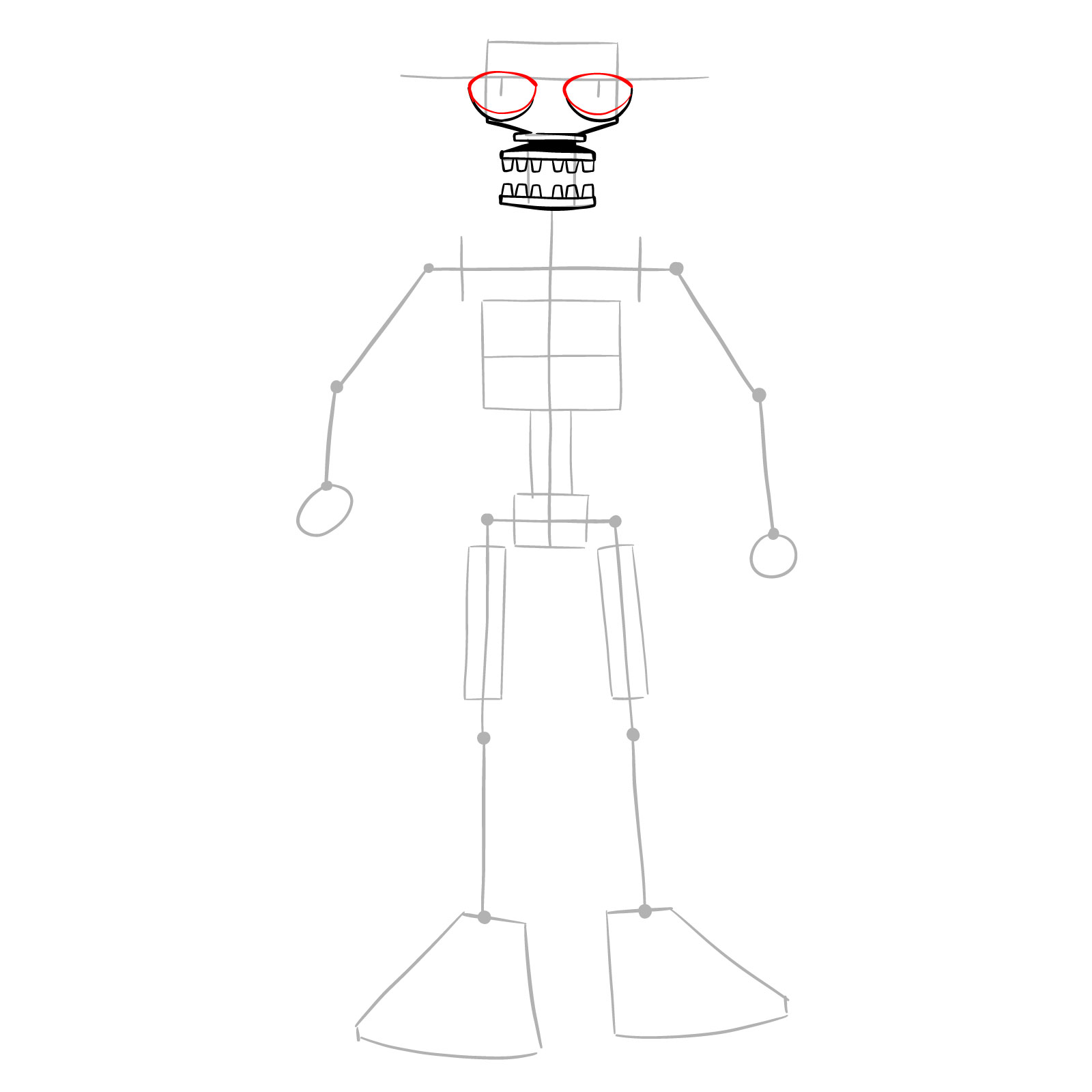 How to draw Endo-02 (FNaF) - step 08