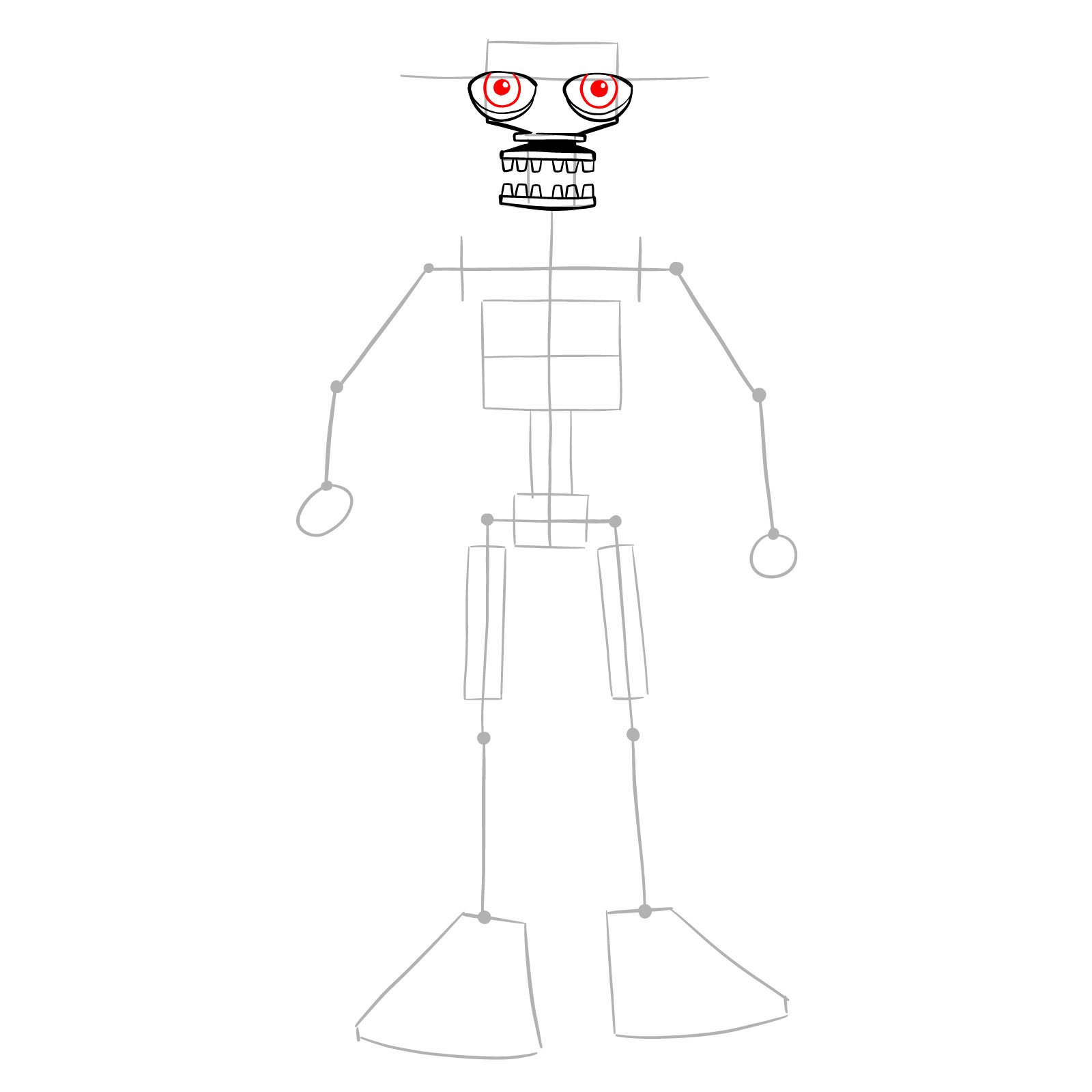 How to draw Endo-02 (FNaF) - step 09