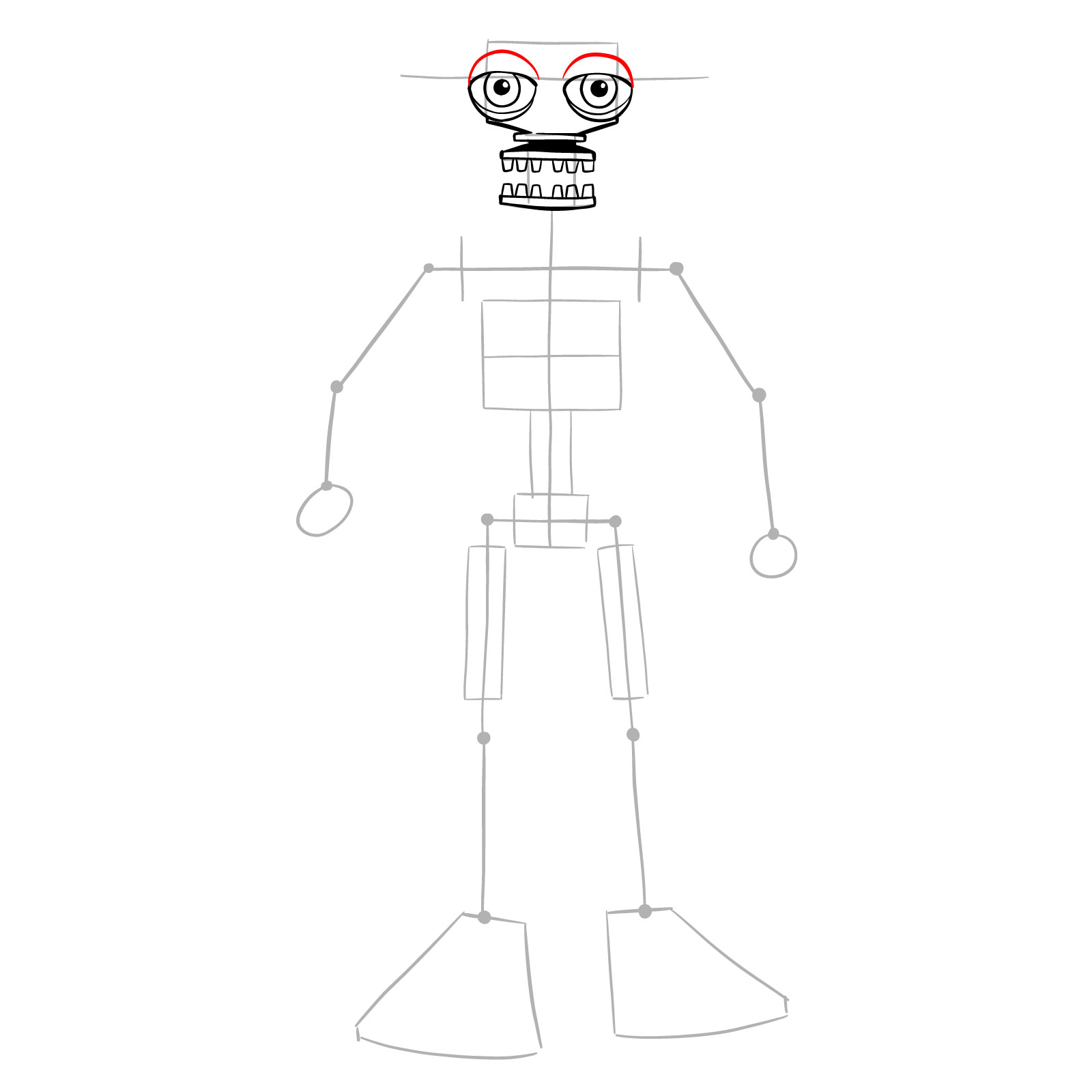 How to draw Endo-02 (FNaF) - step 10