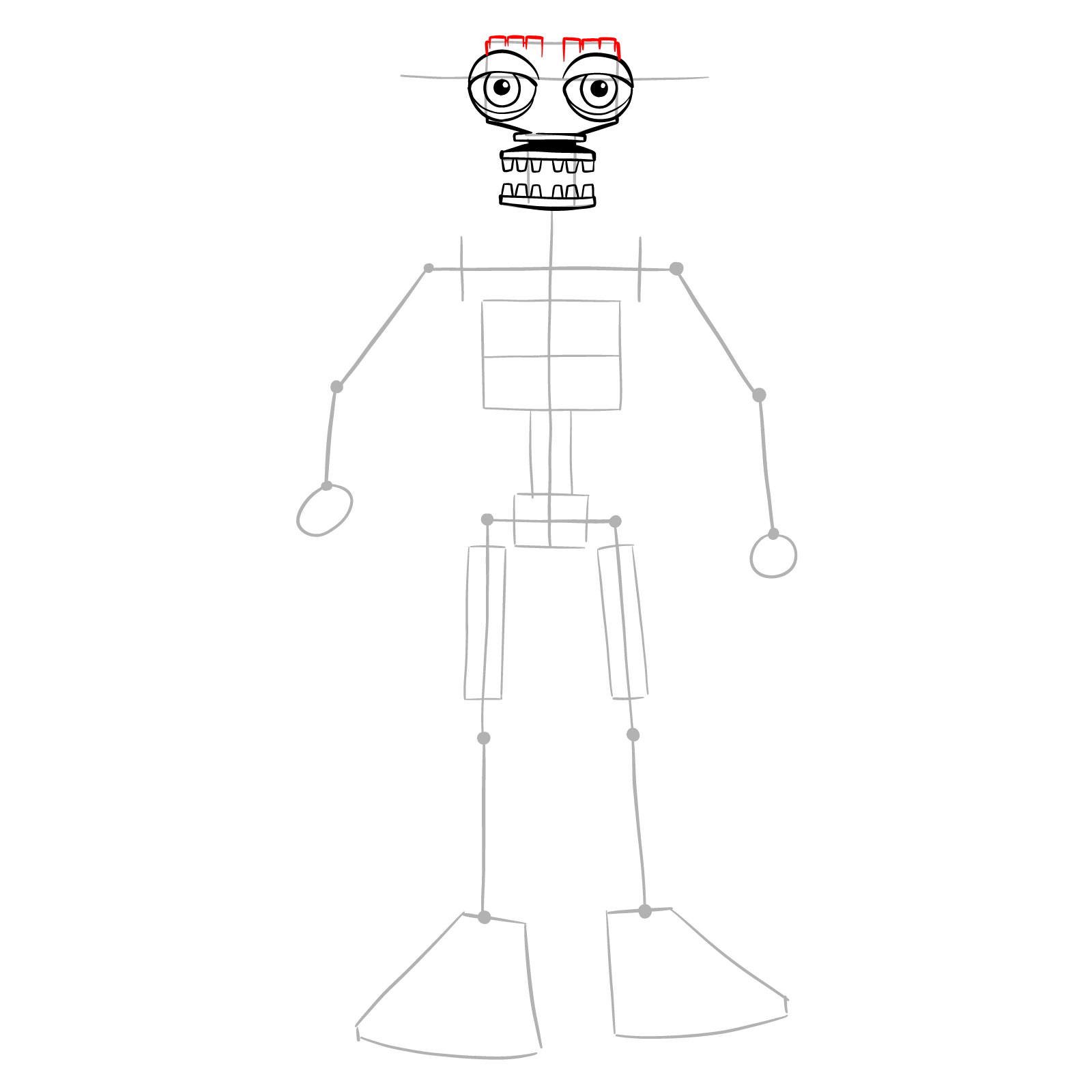 How to draw Endo-02 (FNaF) - step 11