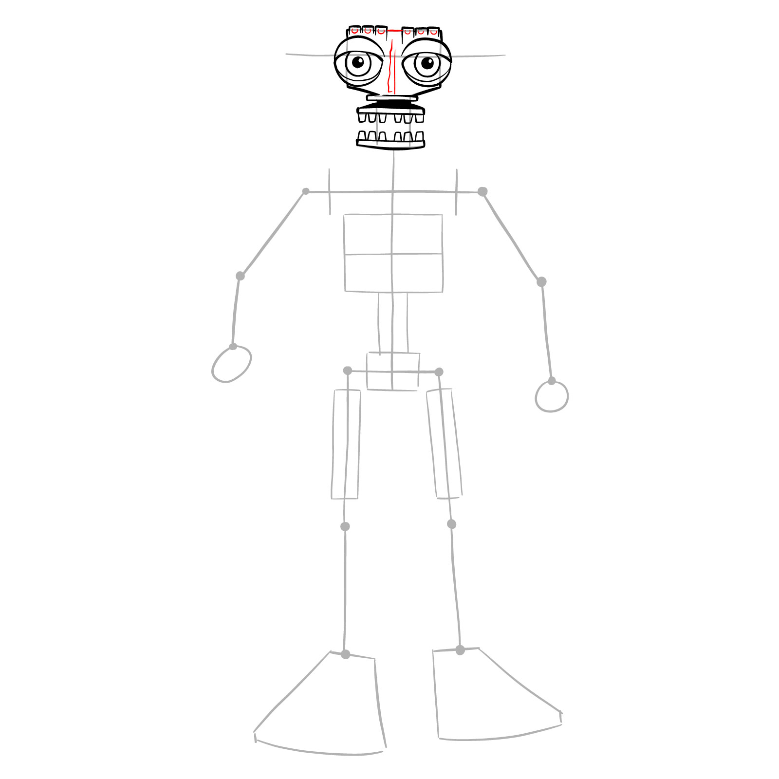 How to draw Endo-02 (FNaF) - step 12