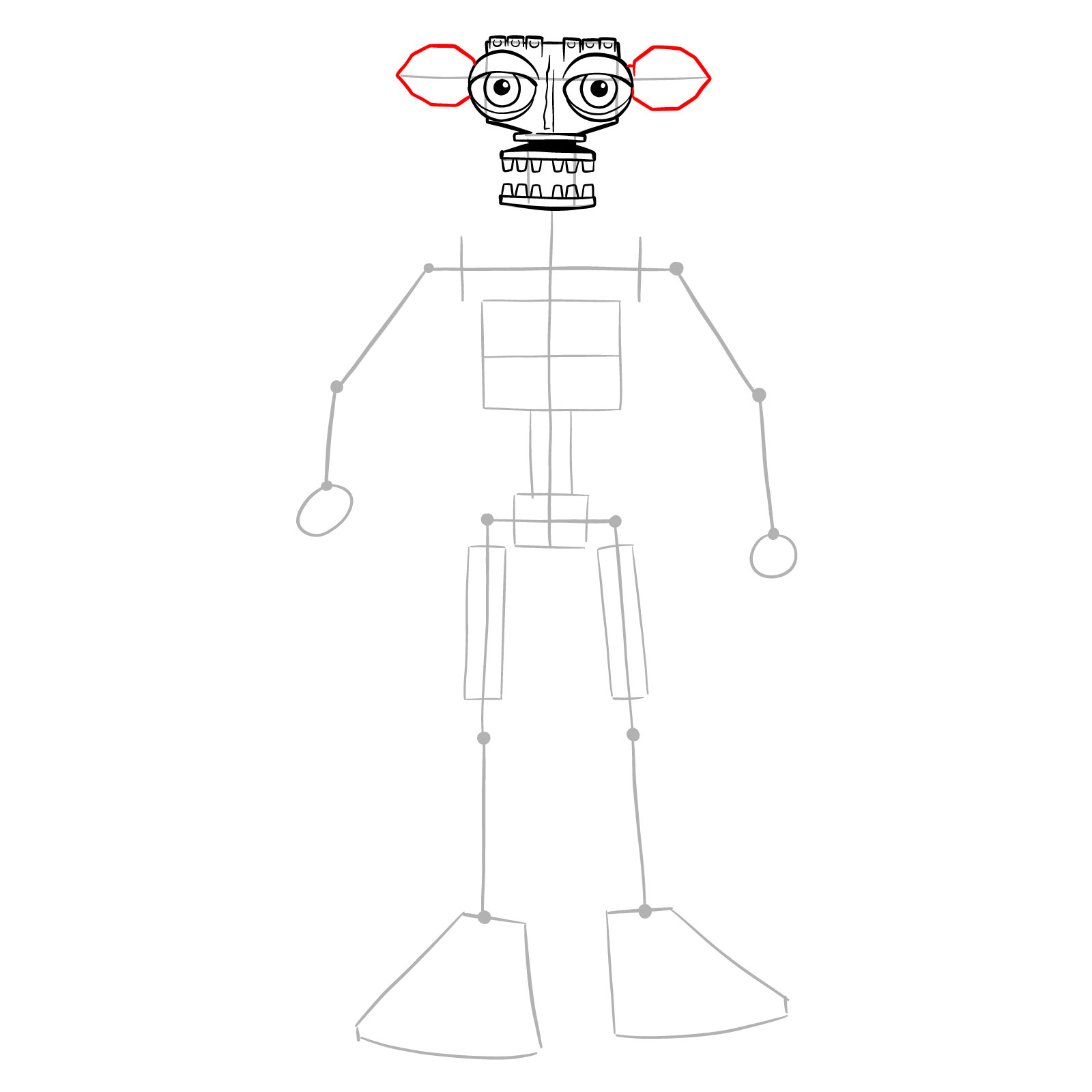 How to draw Endo-02 (FNaF) - step 13