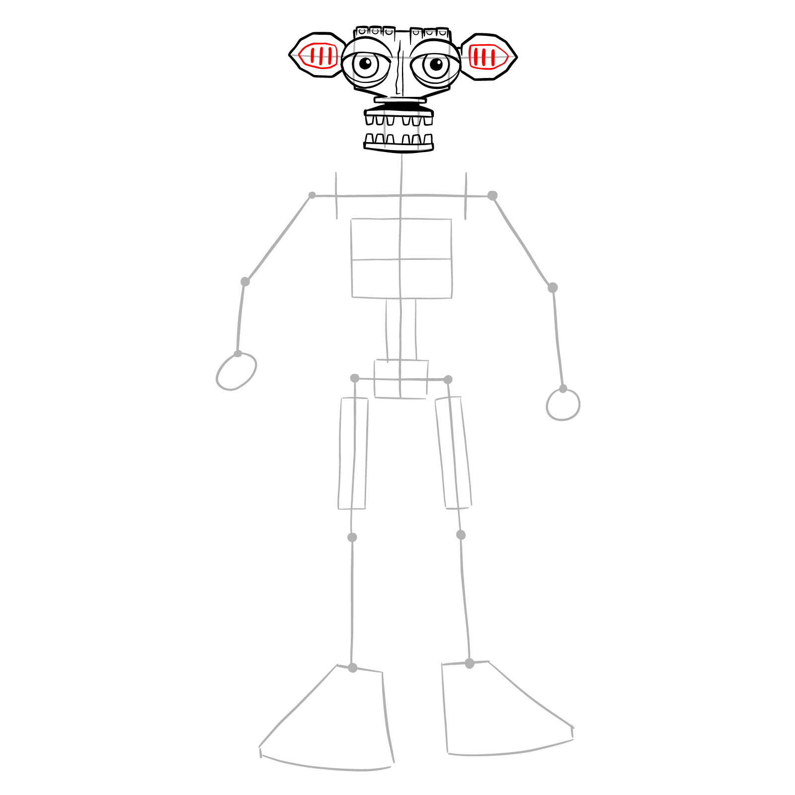 How to draw Endo-02 (FNaF) - step 14