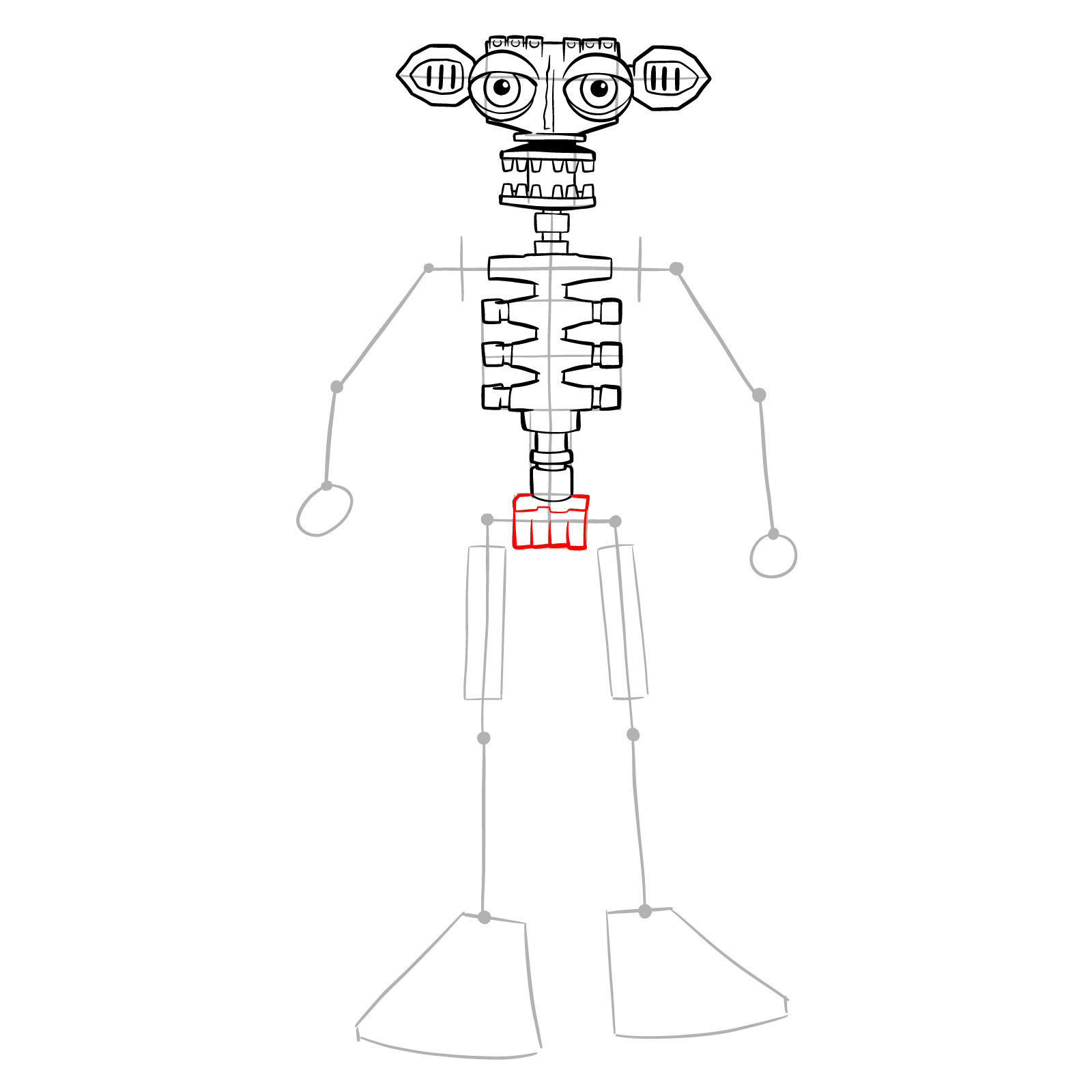 How to draw Endo-02 (FNaF) - step 19