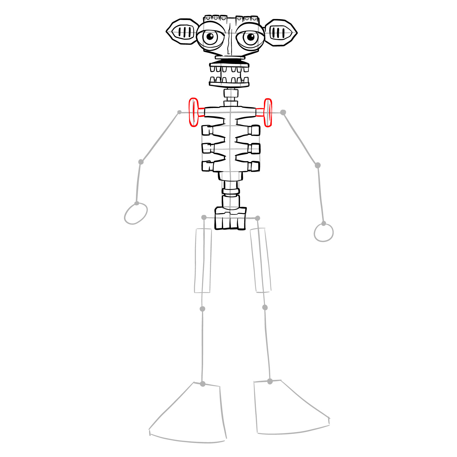 How to draw Endo-02 (FNaF) - step 20