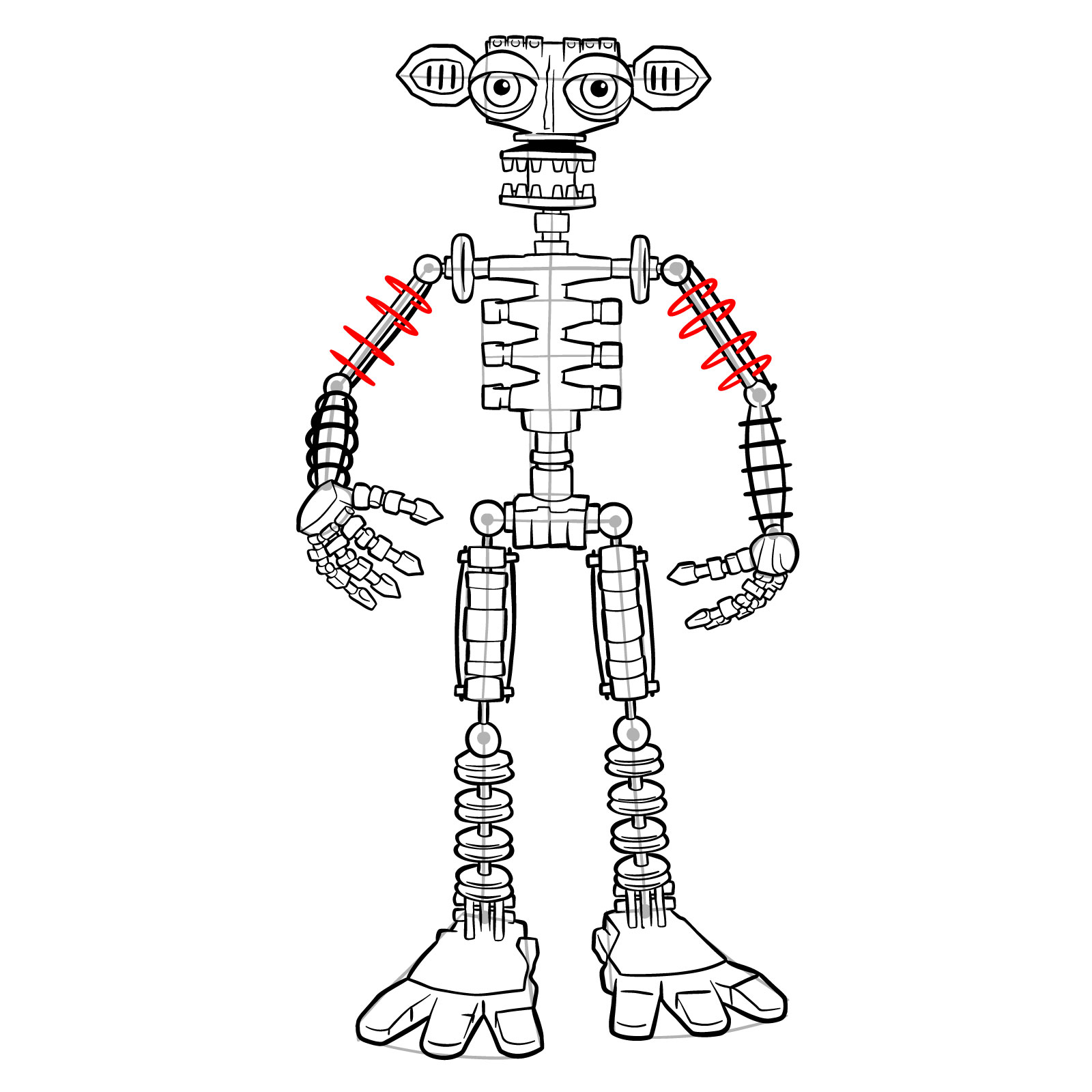 How to draw Endo-02 (FNaF) - step 43