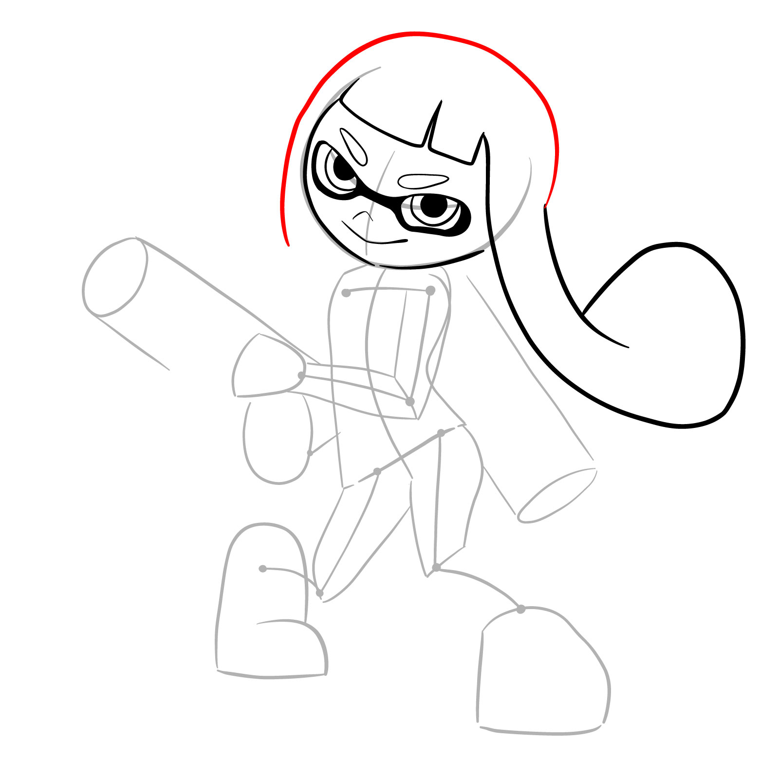 How to draw an Inkling Girl - step 10