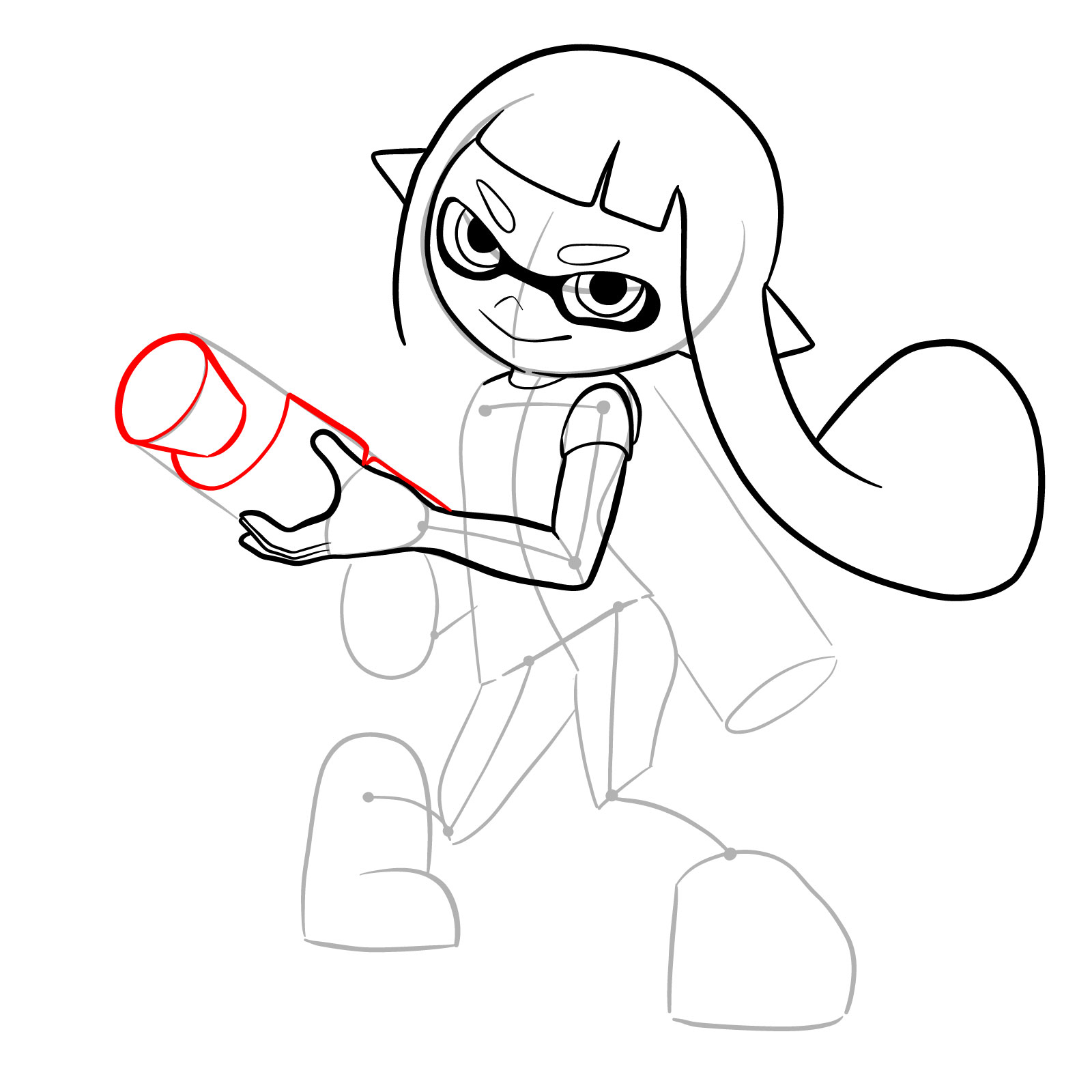How to draw an Inkling Girl - step 16