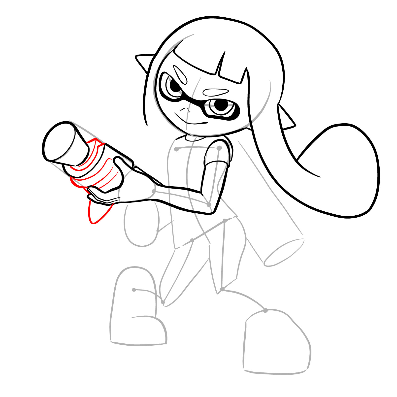 How to draw an Inkling Girl - step 17