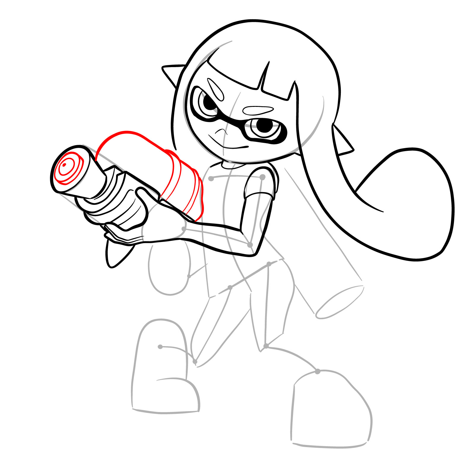 How to draw an Inkling Girl - step 18