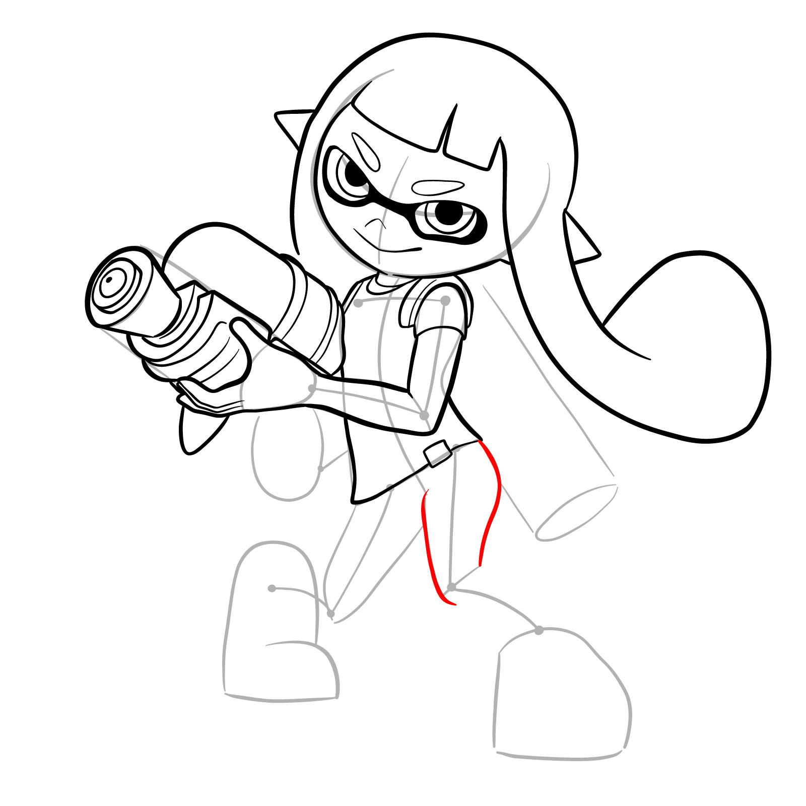 How to draw an Inkling Girl - step 21