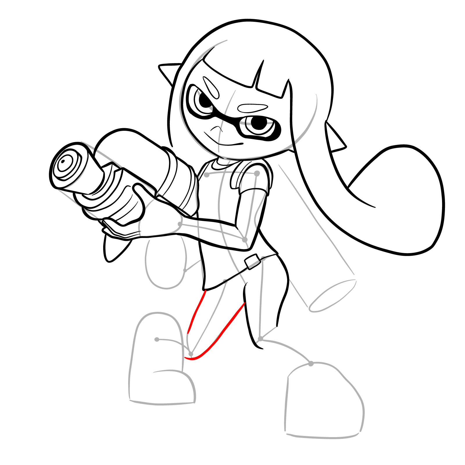 How to draw an Inkling Girl - step 22