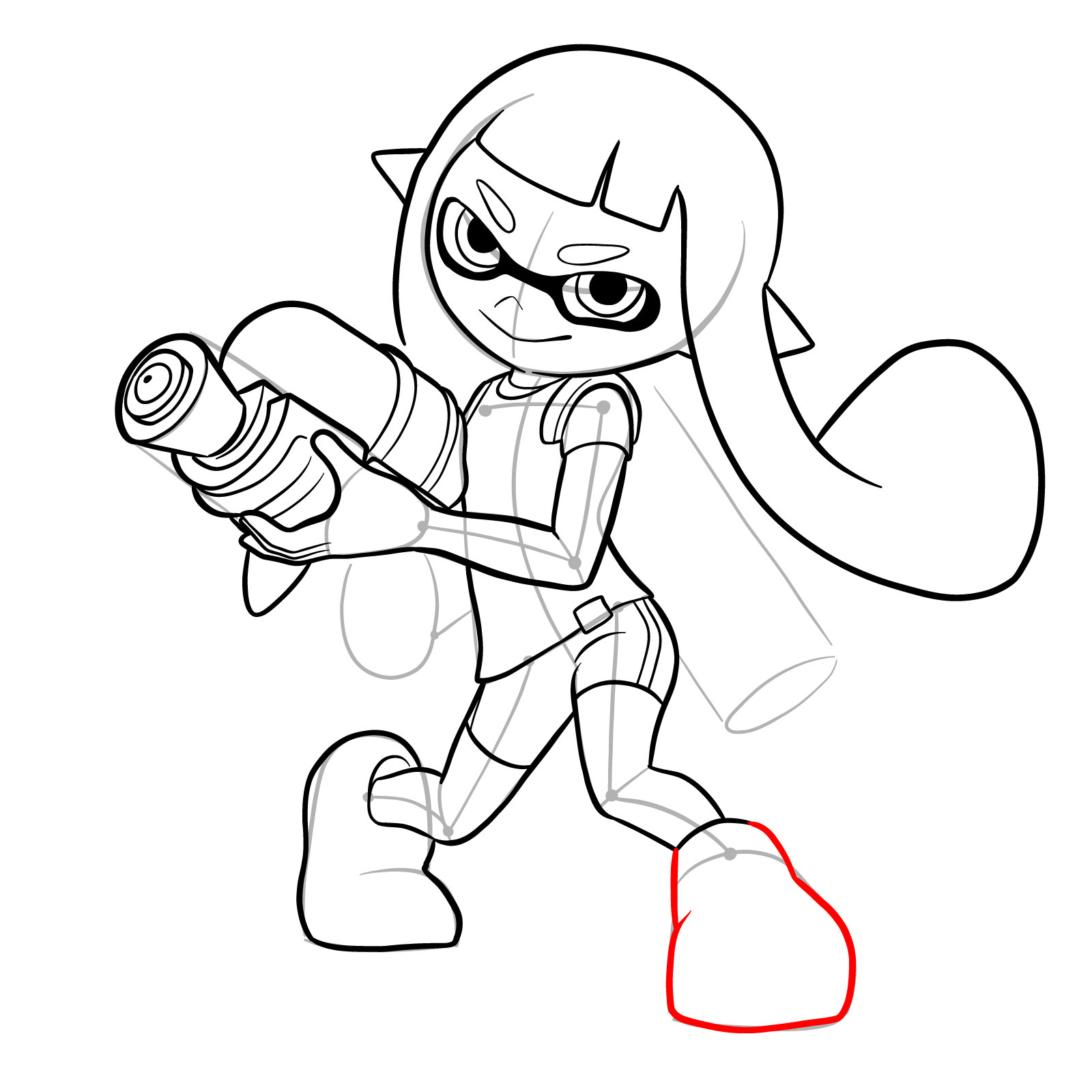 How to draw an Inkling Girl - step 26