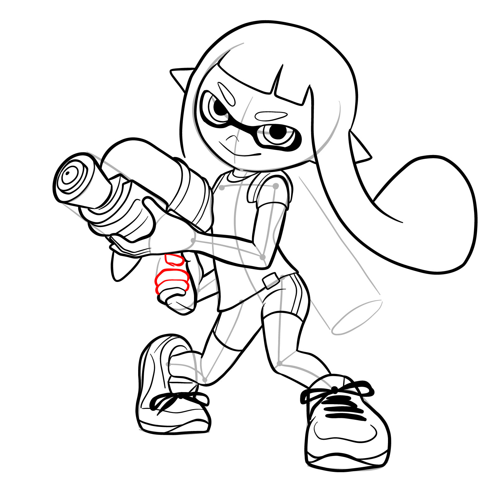 How to draw an Inkling Girl - step 31