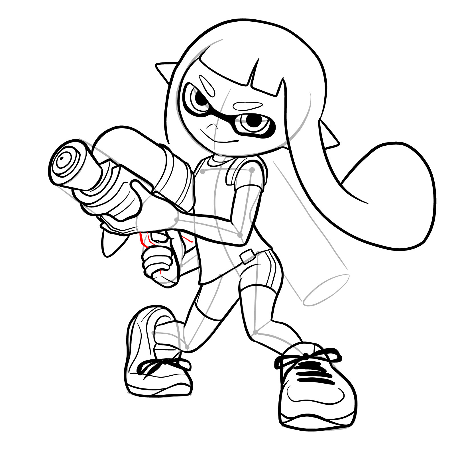 How to draw an Inkling Girl - step 32
