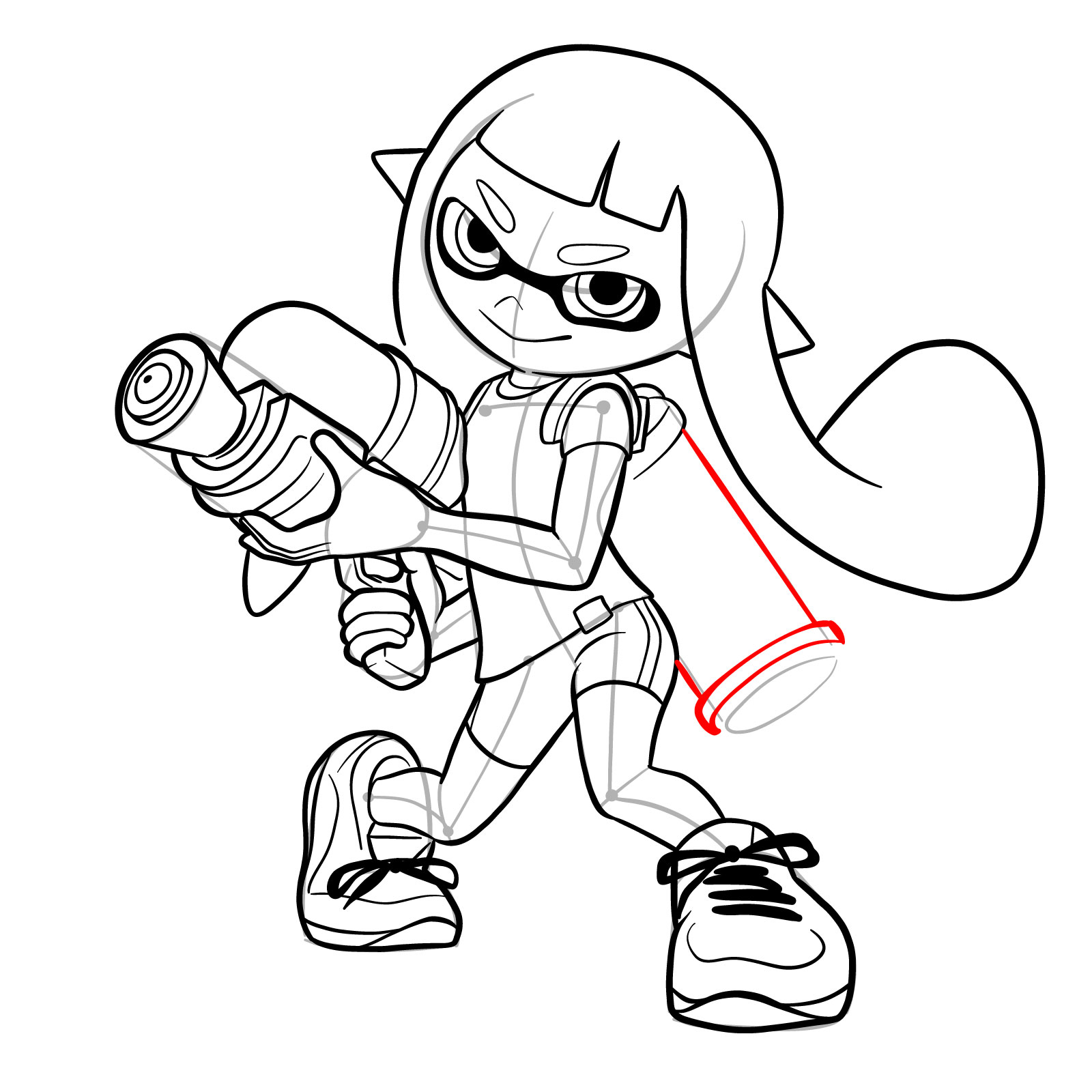 How to draw an Inkling Girl - step 34